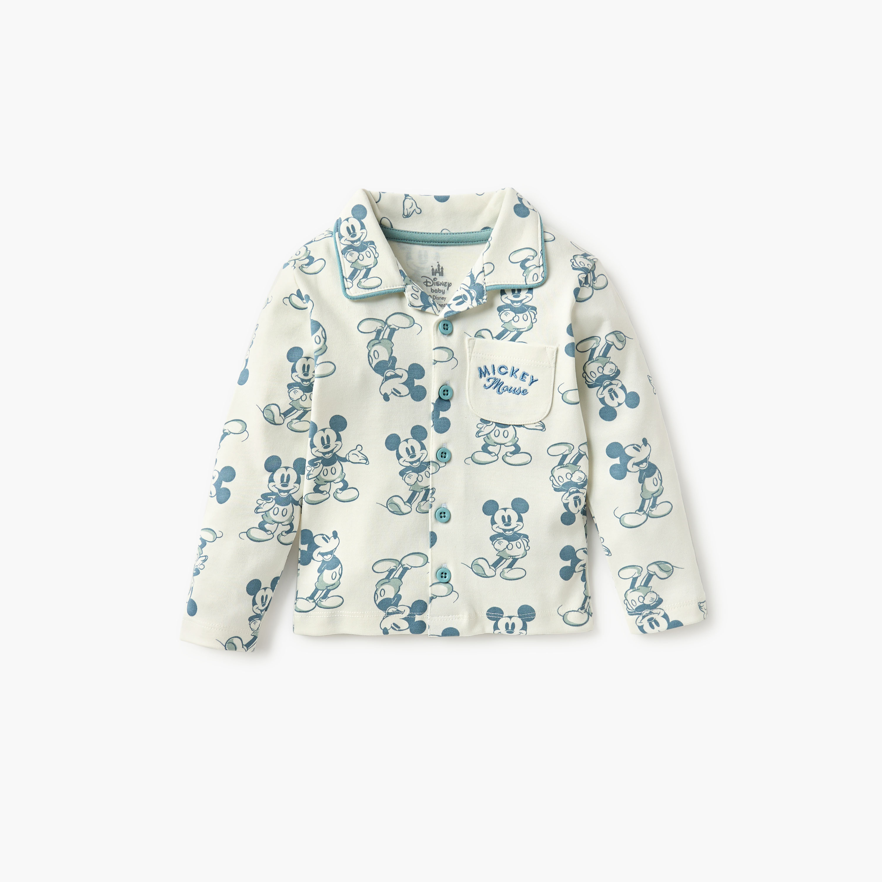 Disney All-Over Mickey Mouse Print Shirt and Pyjama Set-baby-boys-clothing-nightwear-pyjamasets-image-2