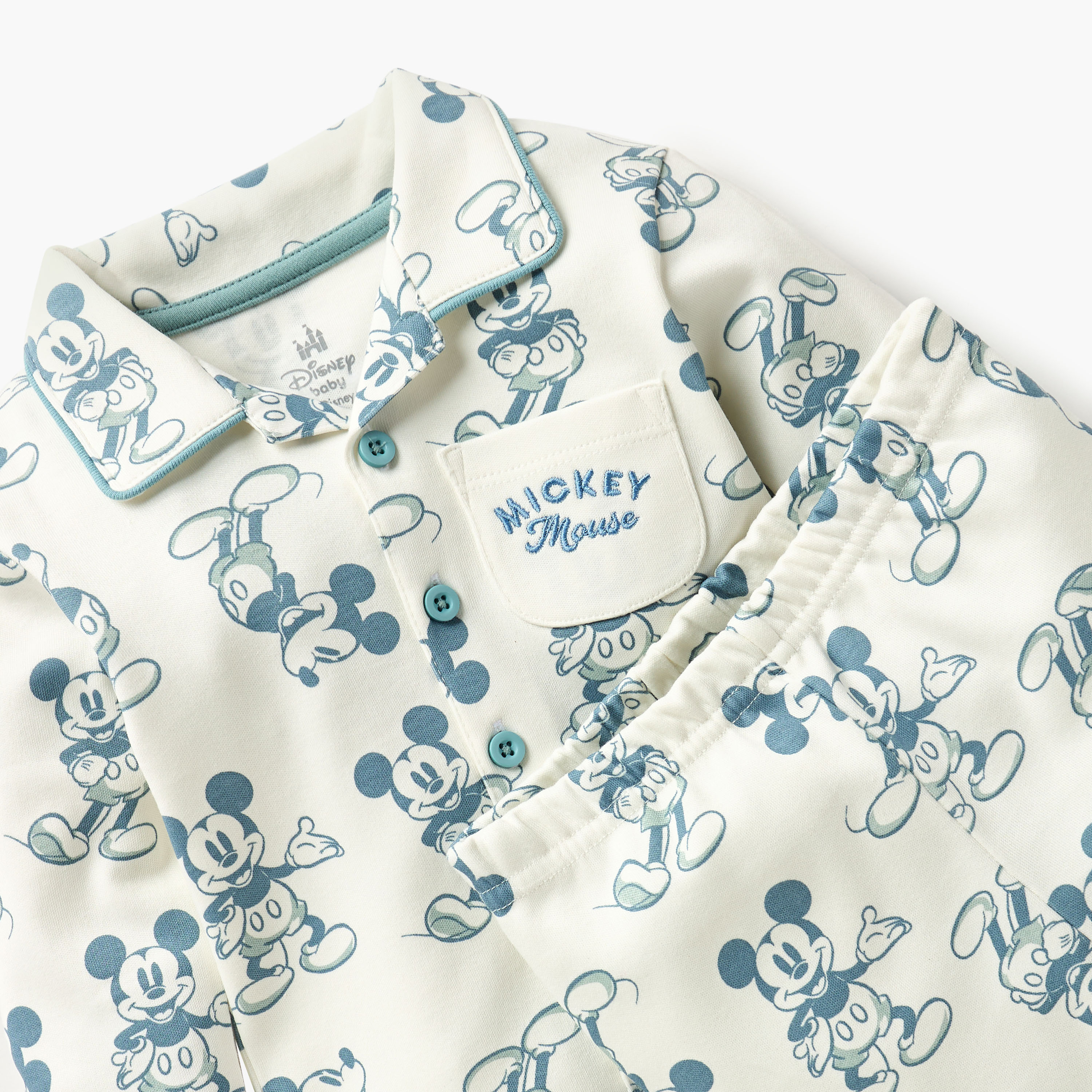 Disney All-Over Mickey Mouse Print Shirt and Pyjama Set-baby-boys-clothing-nightwear-pyjamasets-image-4