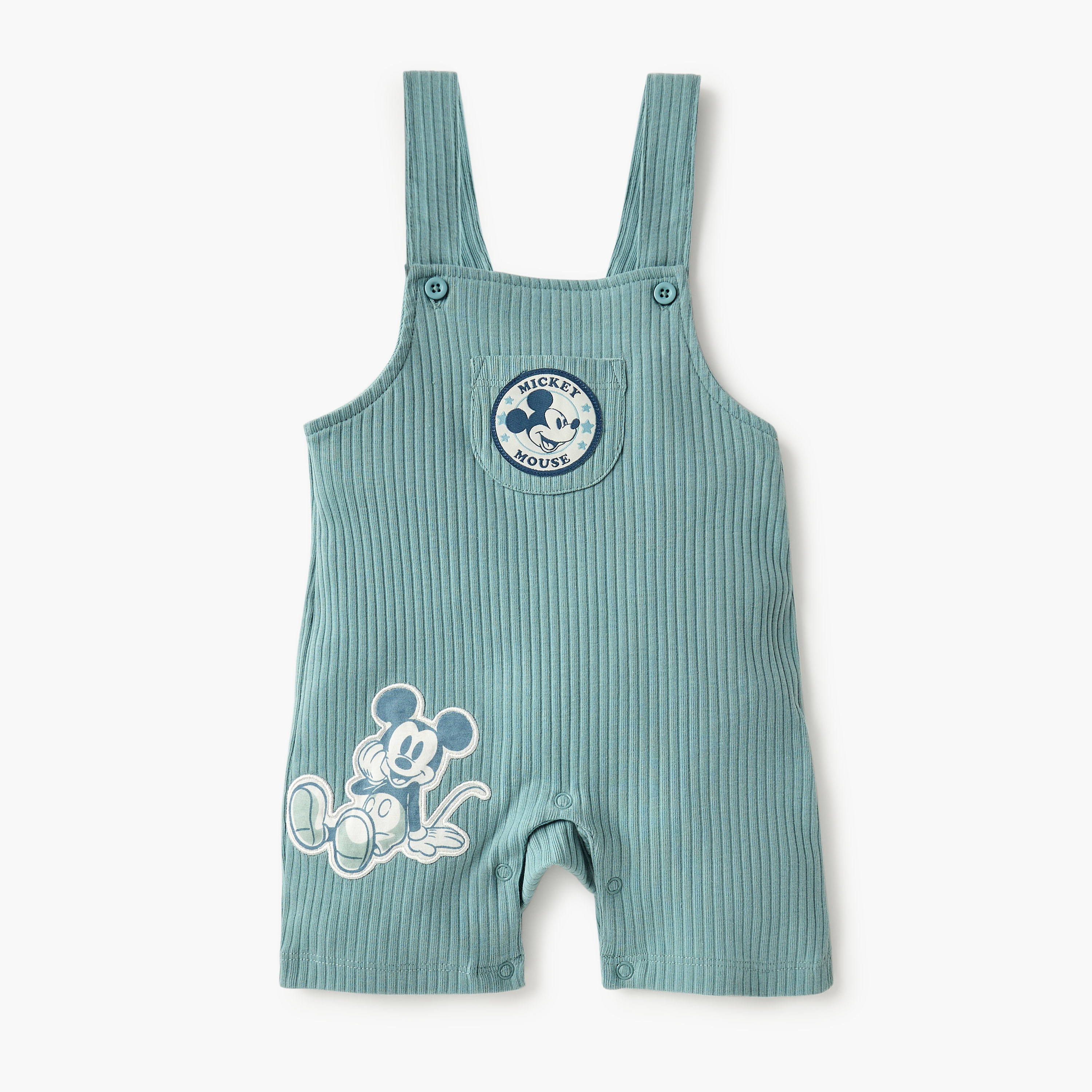 Disney Mickey Mouse Applique T-shirt and Dungaree Set-baby-boys-clothing-rompers-image-3