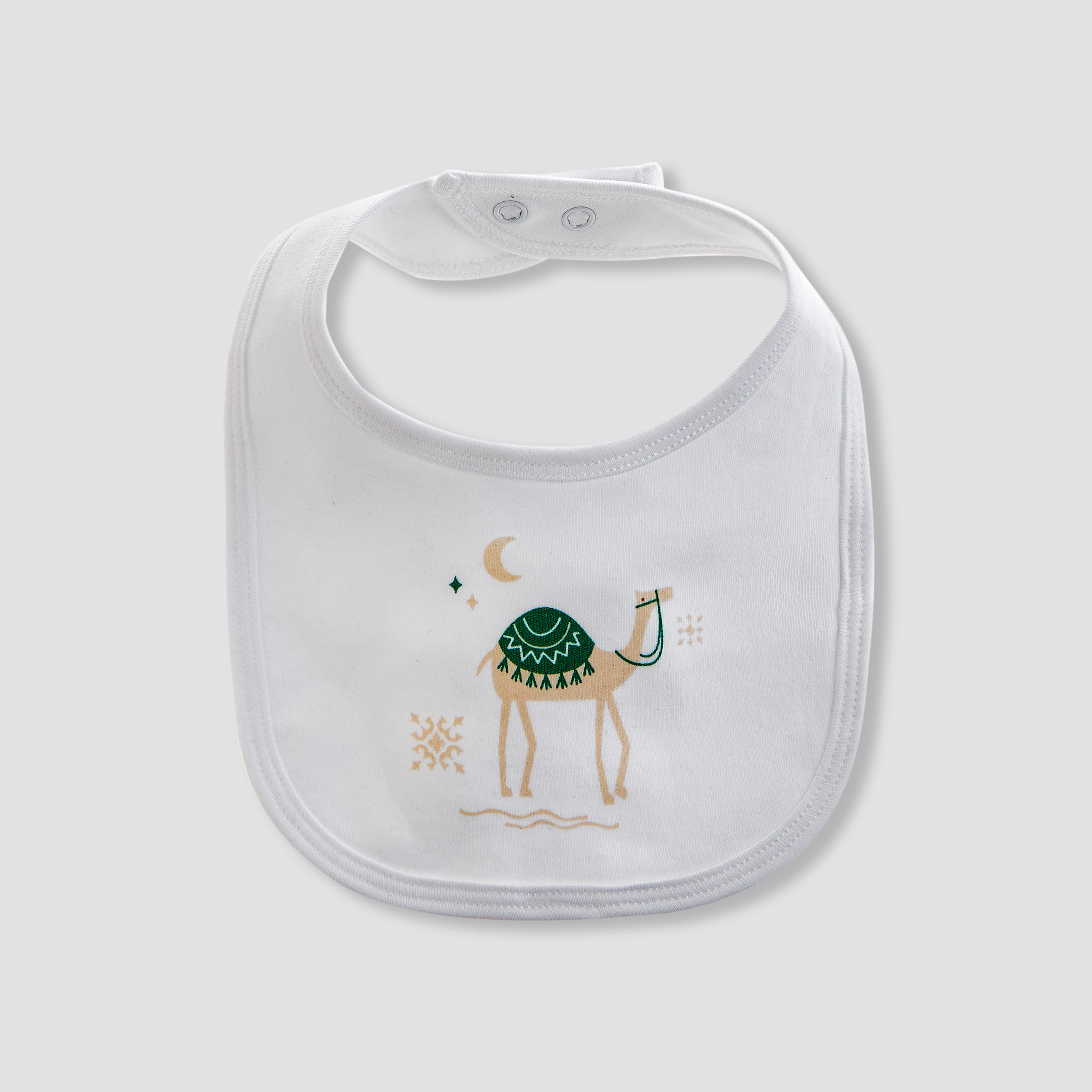 Juniors Camel Print Bib with Snap Button Closure-baby-feeding-bibs-image-1