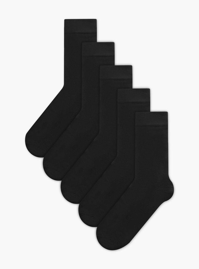 جوارب سادة بطول ربلة الساق من دوتشيني - طقم من 5 أزواج-men-socks-image-1