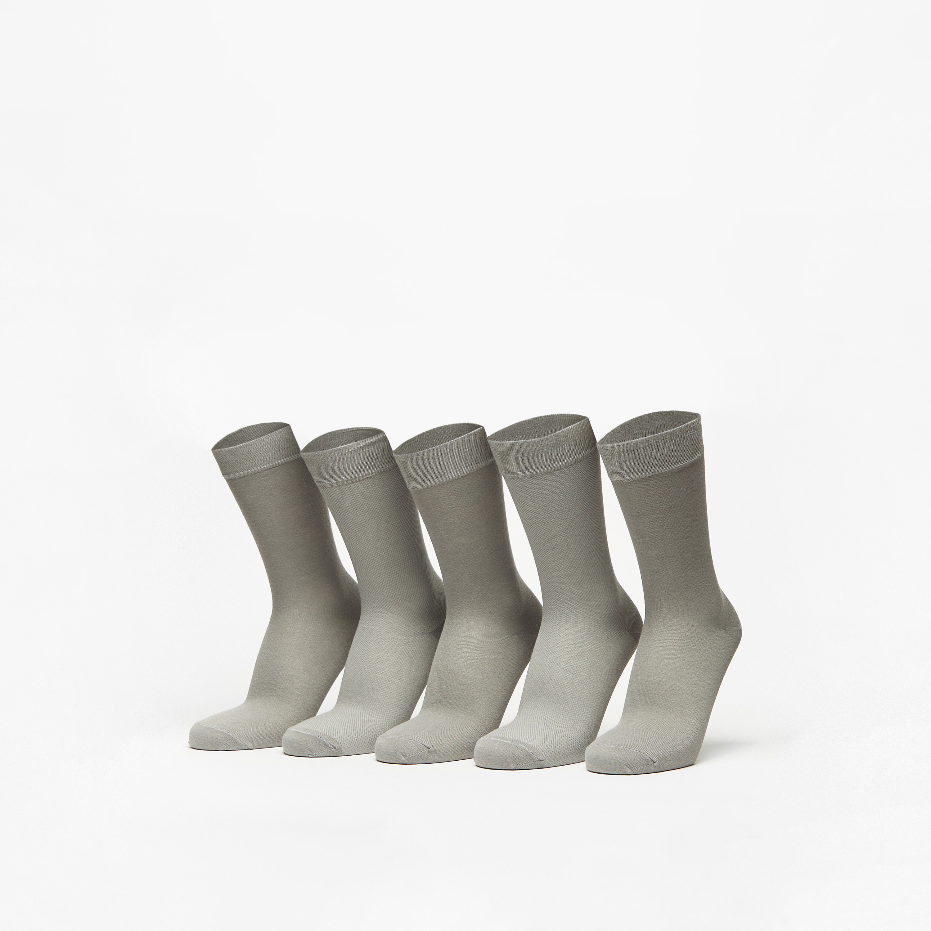 جوارب سادة بطول ربلة الساق من دوتشيني - طقم من 5 أزواج-men-socks-image-1