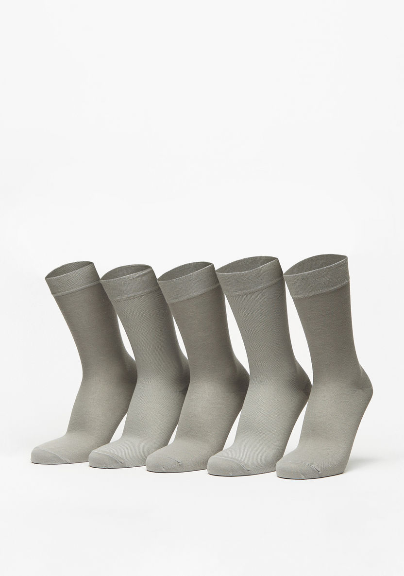 Duchini Solid Crew Length Socks - Set of 5-Men%27s Socks-image-0