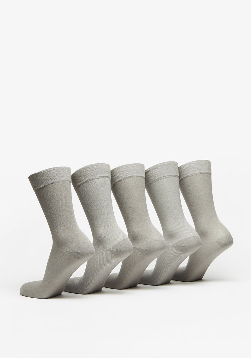 Duchini Solid Crew Length Socks - Set of 5-Men%27s Socks-image-2