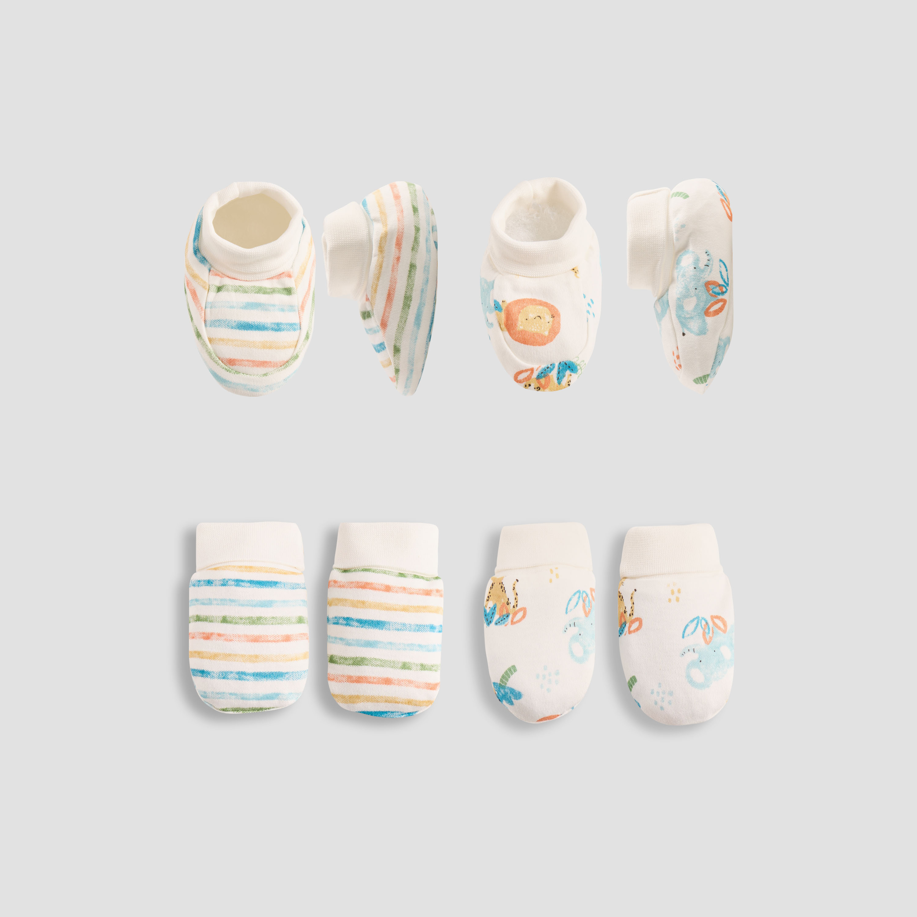Juniors Printed Mittens and Booties - Set of 4-baby-boys-shoes-booties-image-1