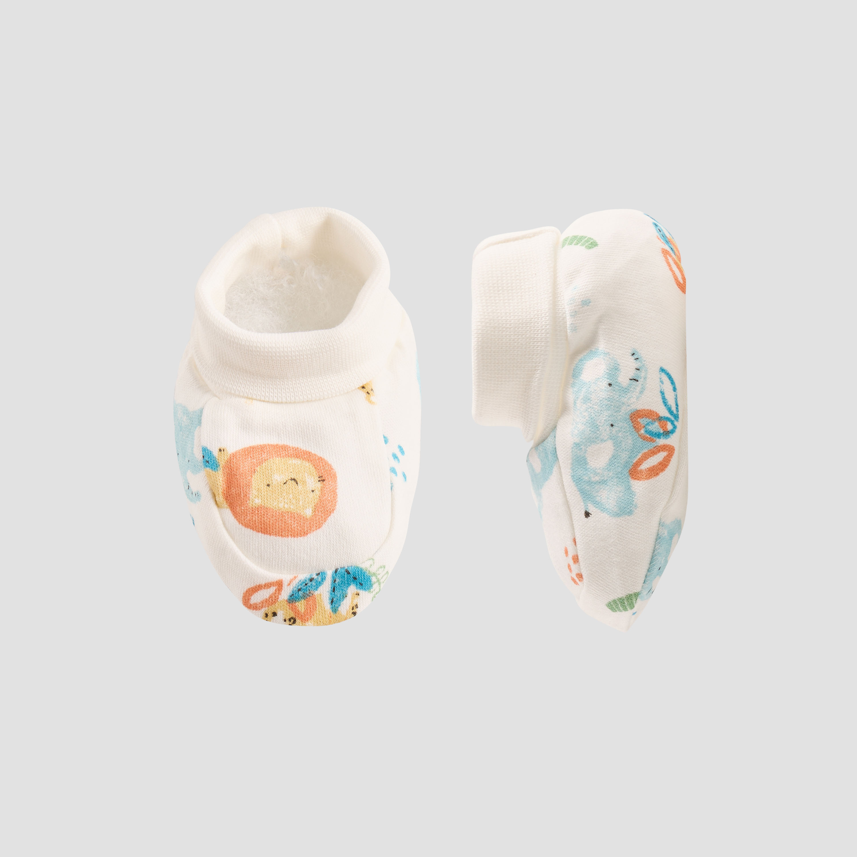 Juniors Printed Mittens and Booties - Set of 4-baby-boys-shoes-booties-image-3