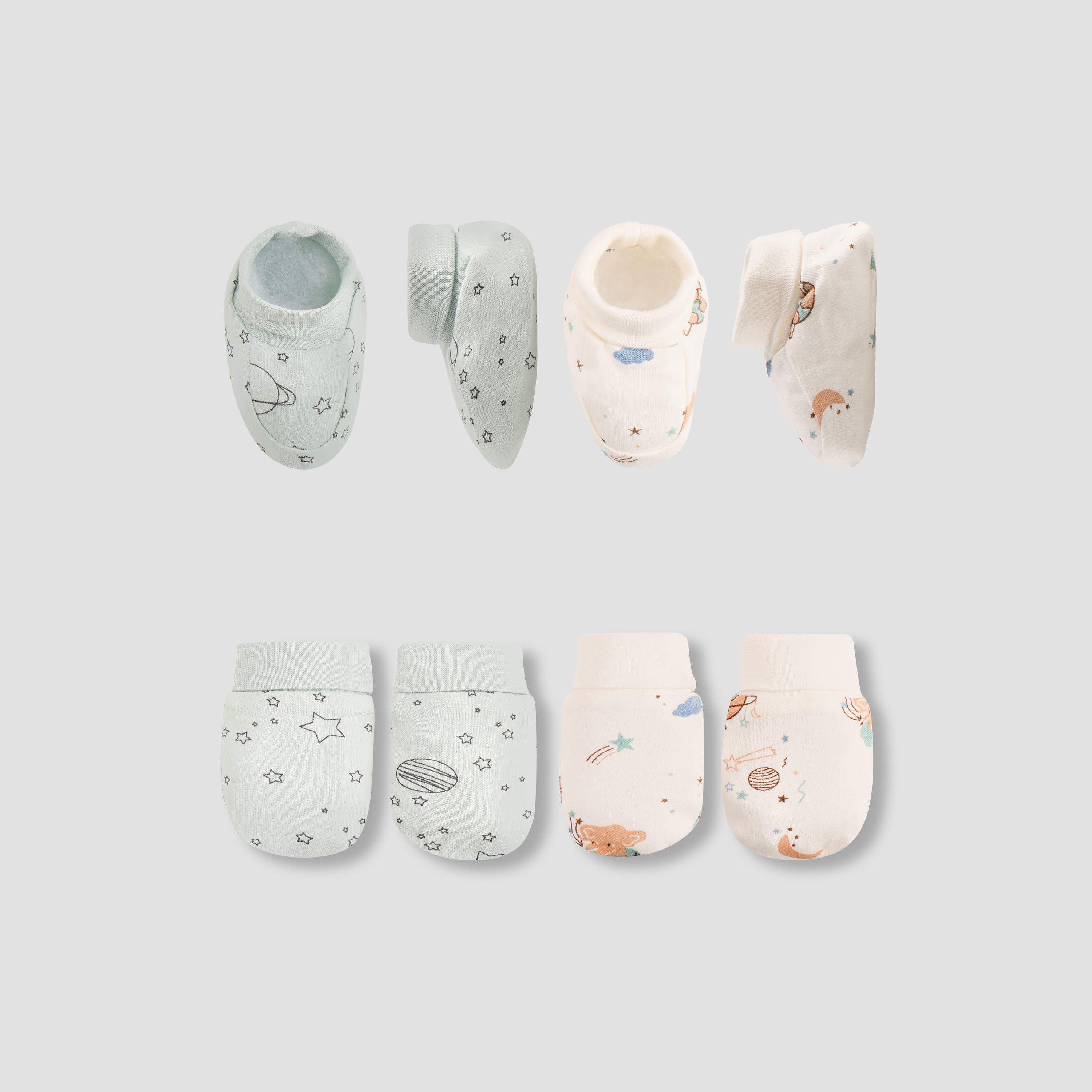 Juniors Printed Mittens and Booties - Set of 4-baby-boys-shoes-booties-image-1