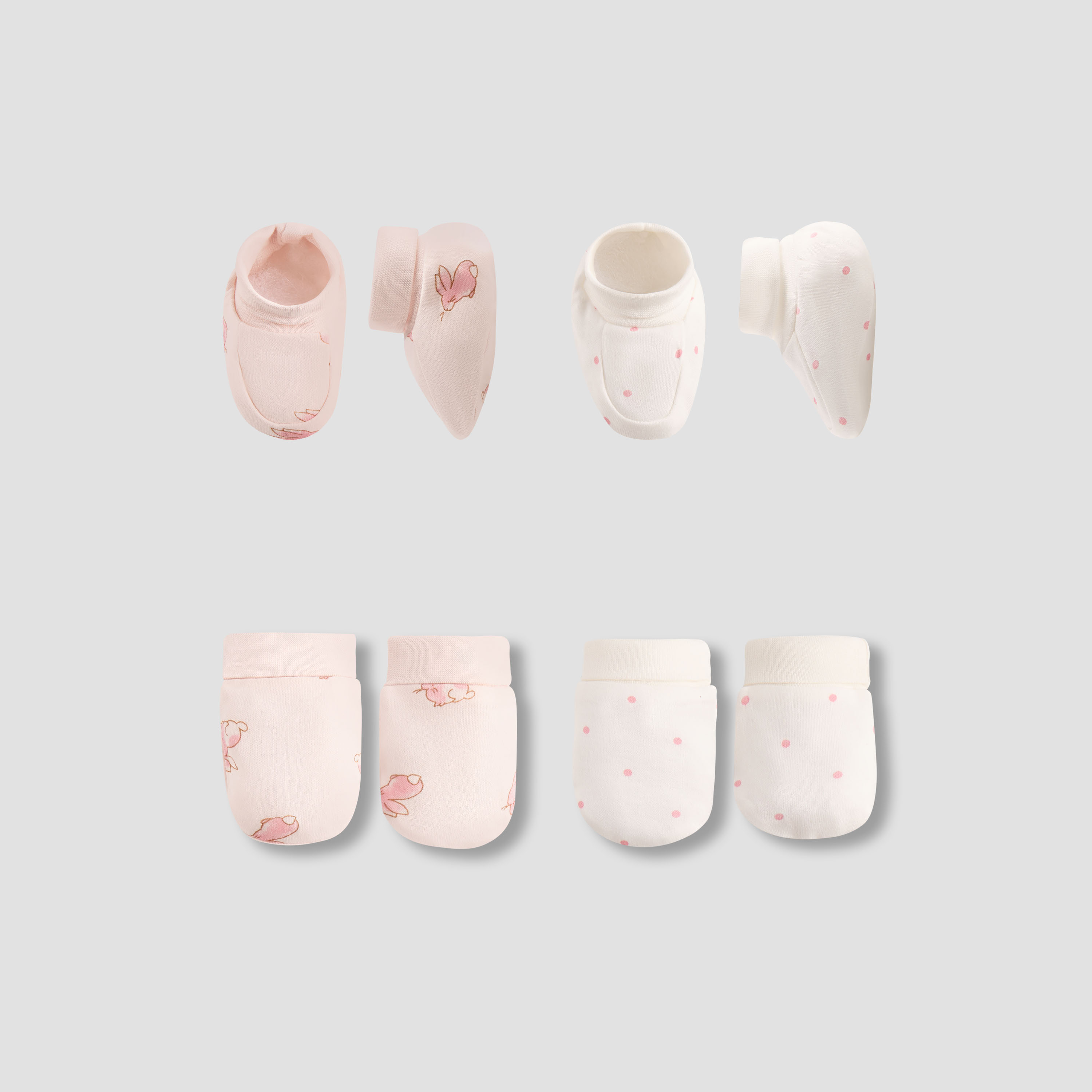 Juniors Printed Mittens and Booties - Set of 4-baby-girls-accessories-mittens-image-1