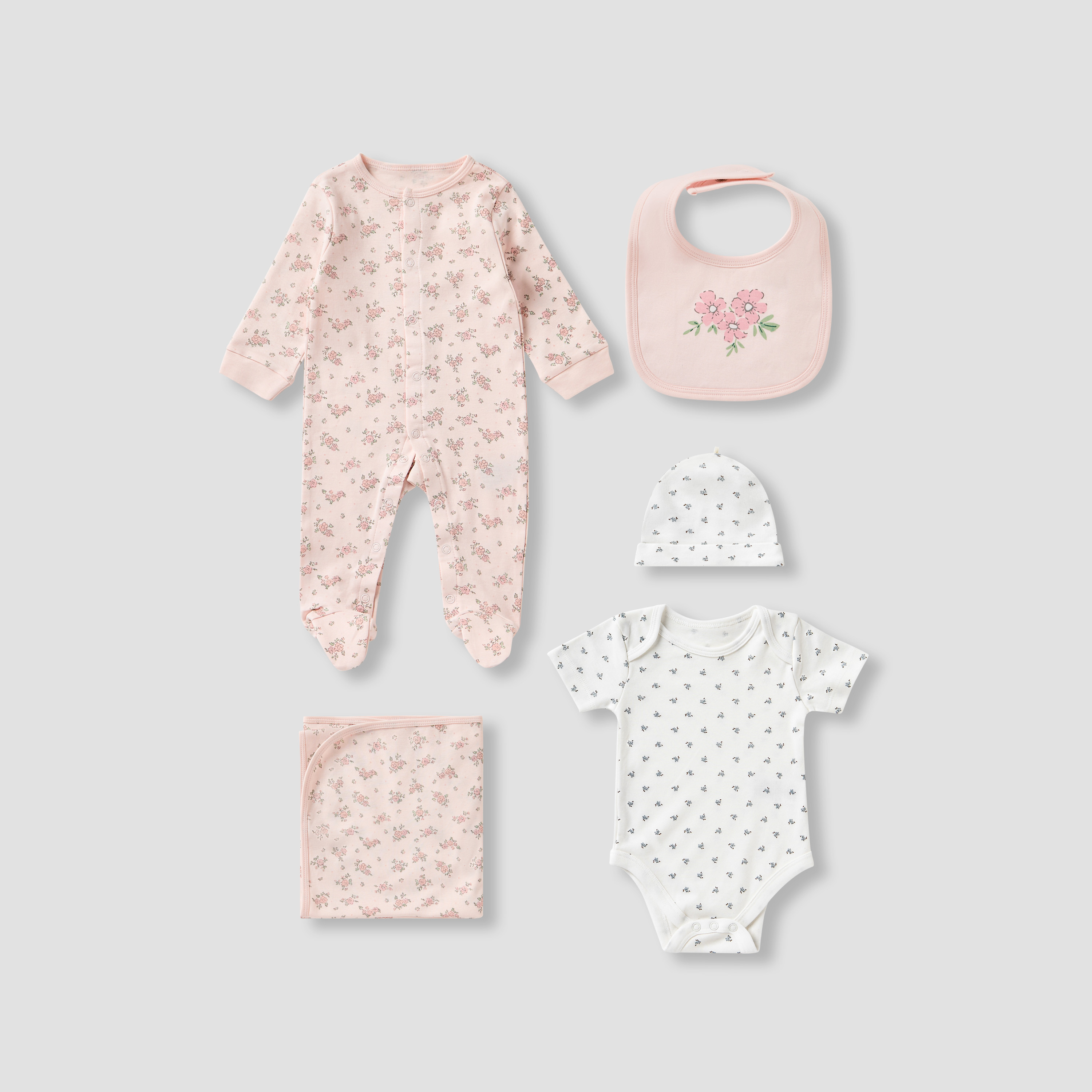 Juniors Floral Print 5-Piece Clothing Gift Set-baby-girls-clothing-setsandcoords-image-1