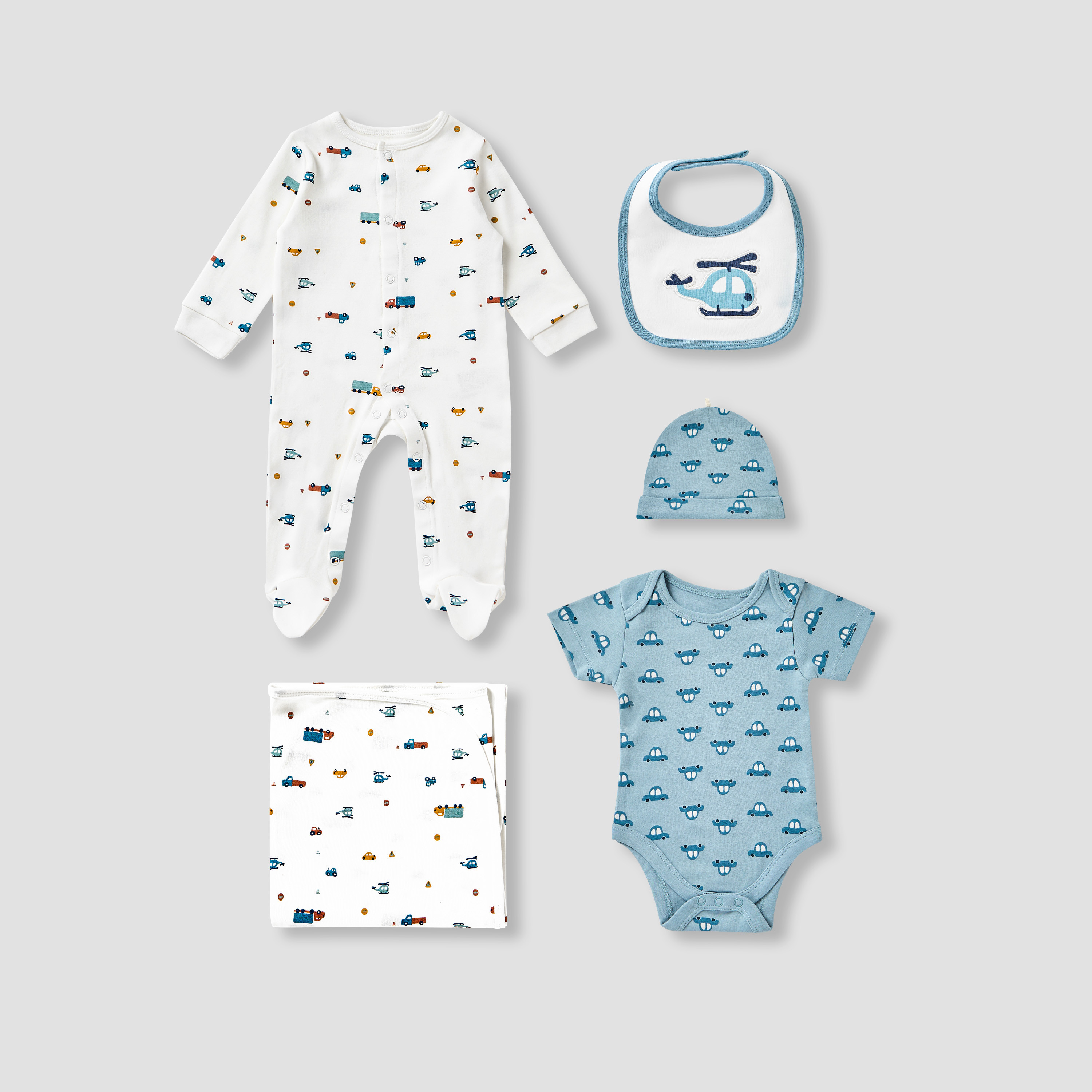 Juniors Vehicle Print 5-Piece Clothing Gift Set-baby-boys-clothing-setsandcoords-image-1