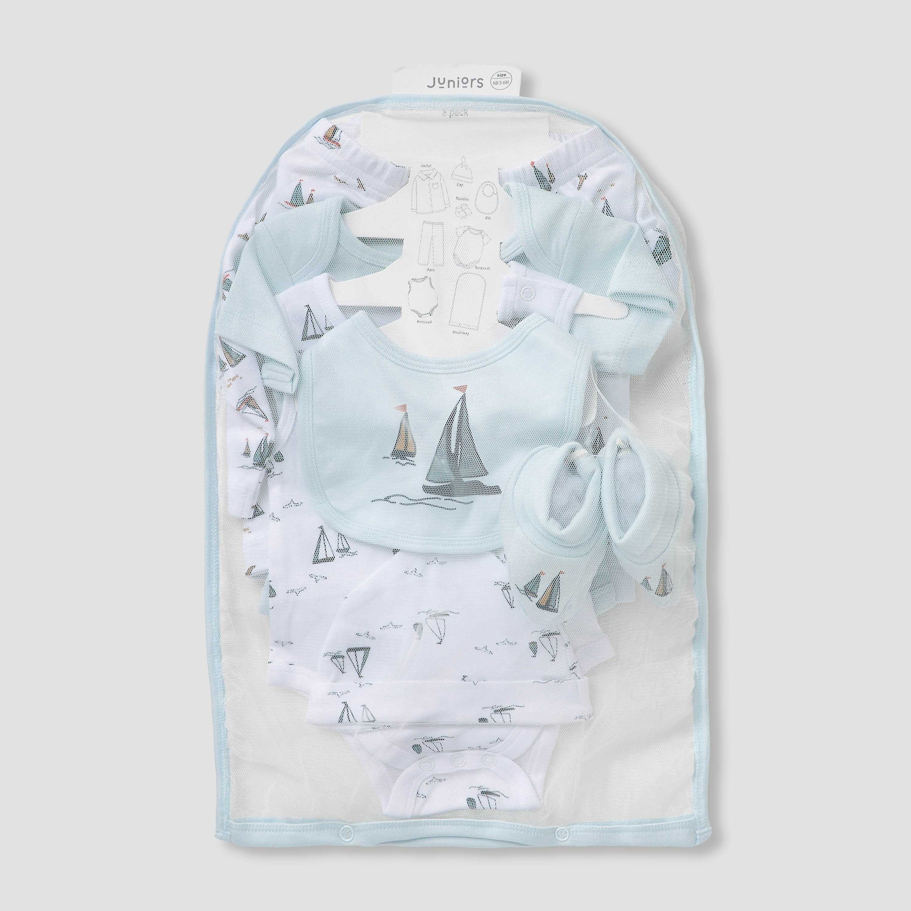 Set of 8 Juniors Clothing Gift Set with Sailboat Print-baby-boys-clothing-setsandcoords-image-1