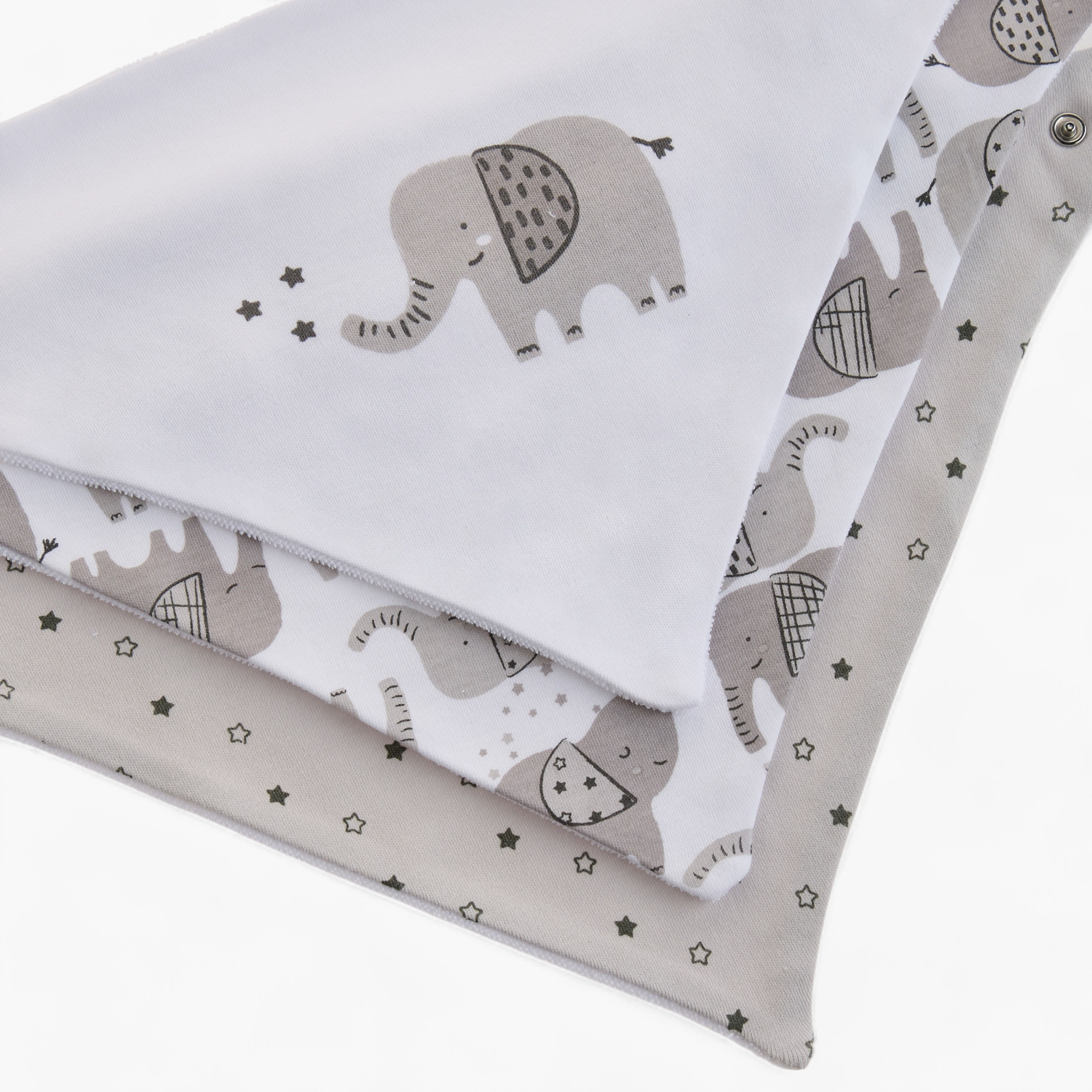 Juniors Elephant Print Bib with Button Closure - Set of 3-baby-feeding-bibs-image-5