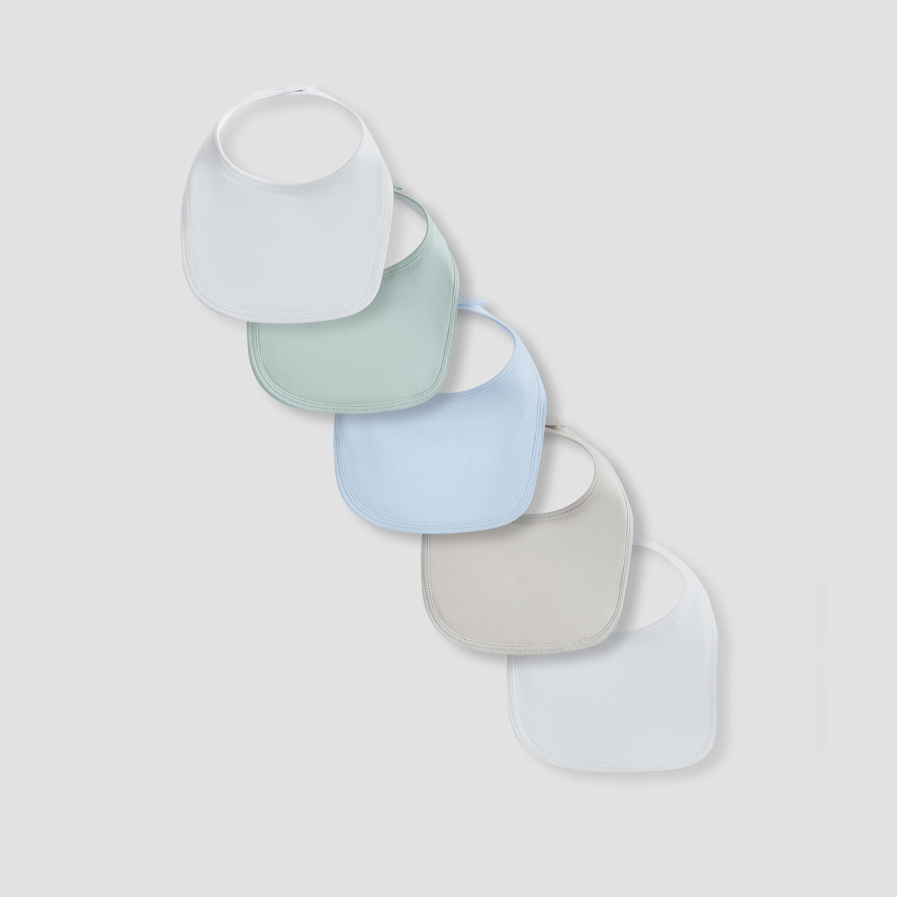 Juniors Solid Bib with Button Closure - Set of 5-baby-feeding-bibs-image-1