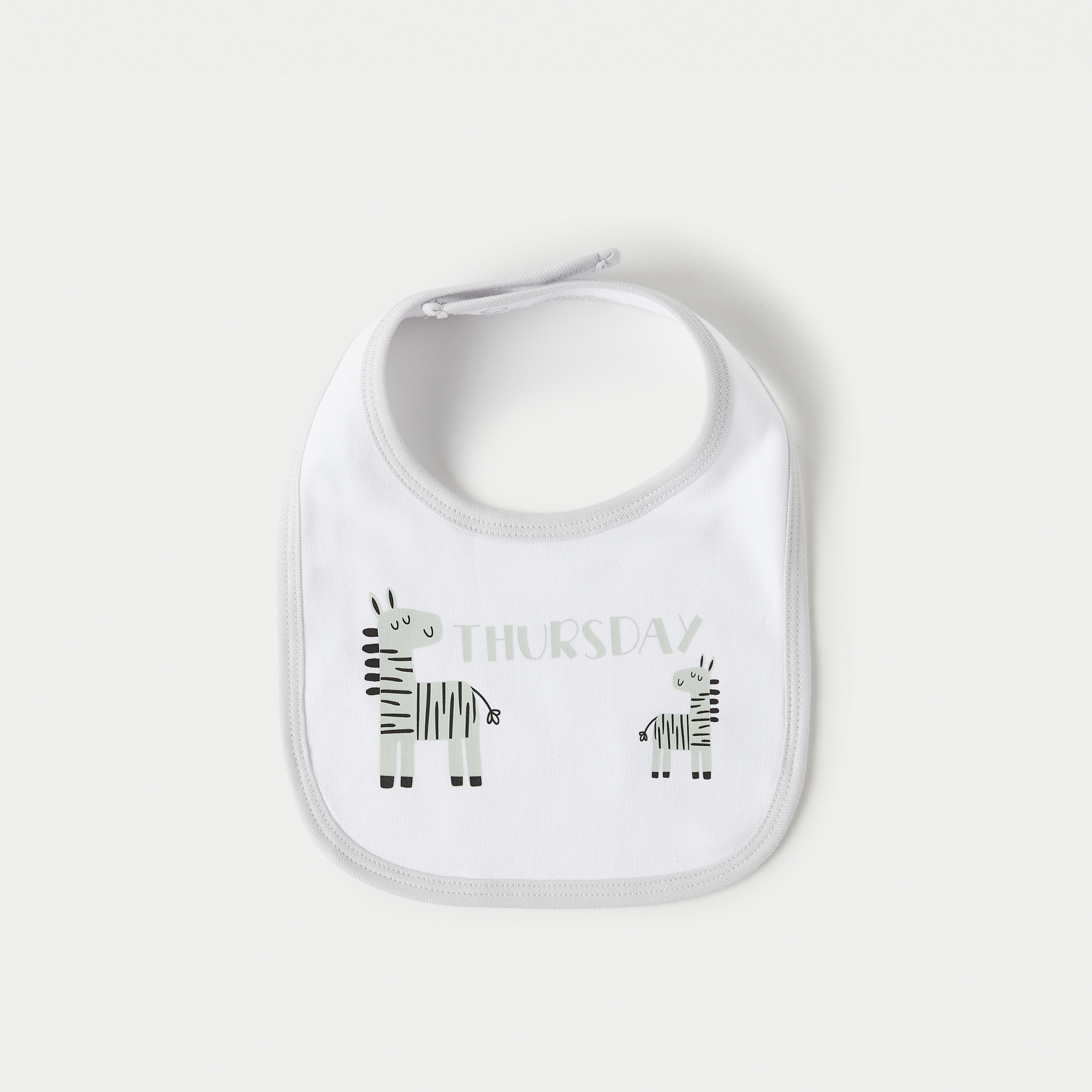 Juniors Days of the Week Print Muslin Bib with Snap Button Closure - Set of 7-baby-feeding-bibs-image-2