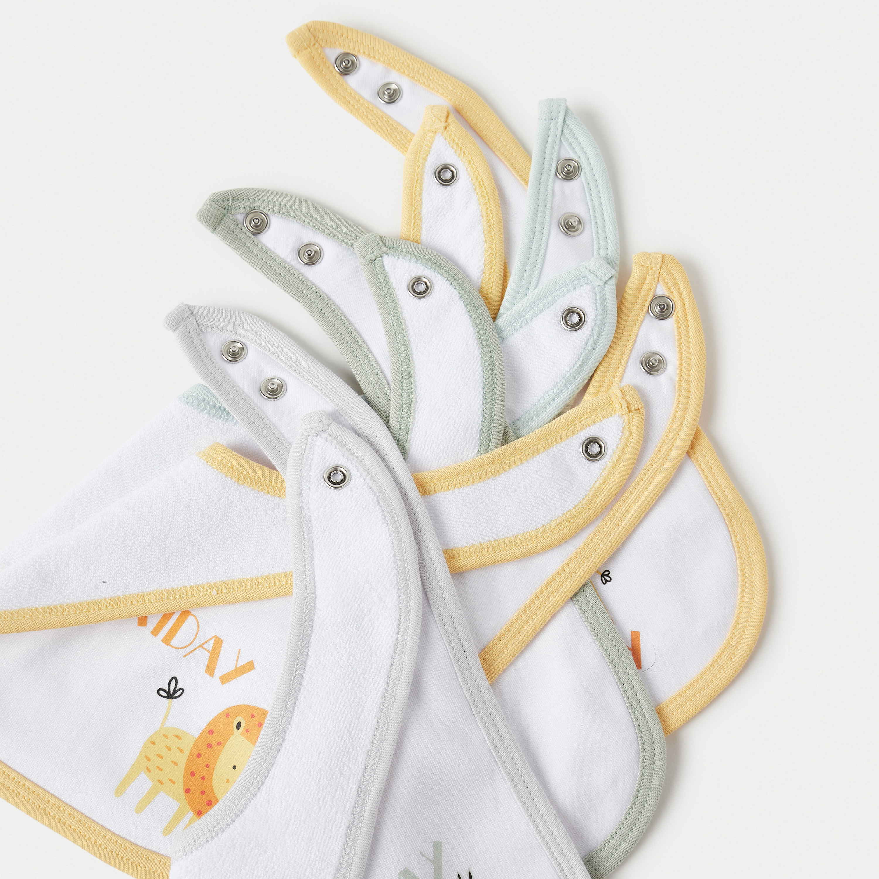 Juniors Days of the Week Print Muslin Bib with Snap Button Closure - Set of 7-baby-feeding-bibs-image-4