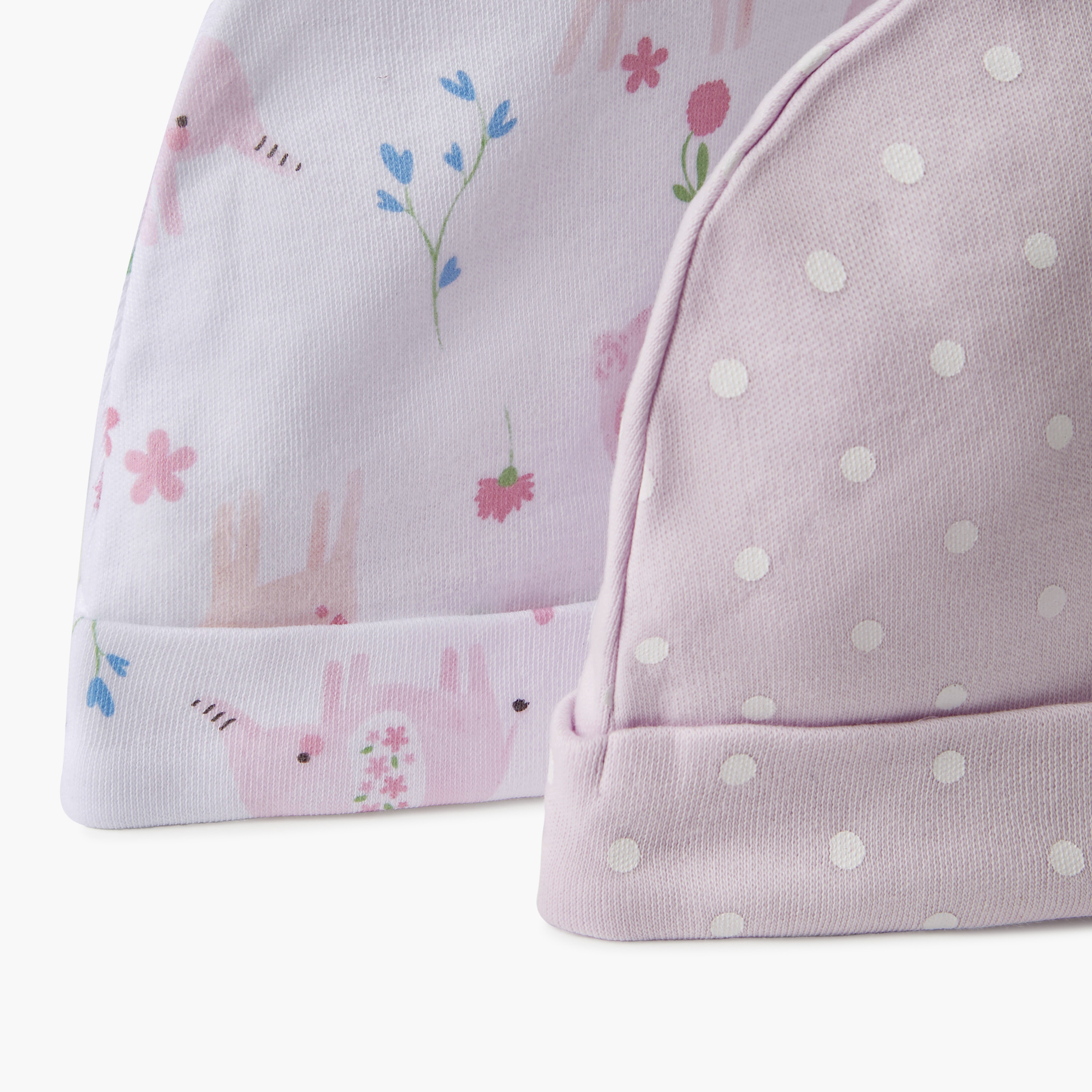 Juniors Printed Beanie Cap - Set of 2-baby-girls-accessories-caps-image-5