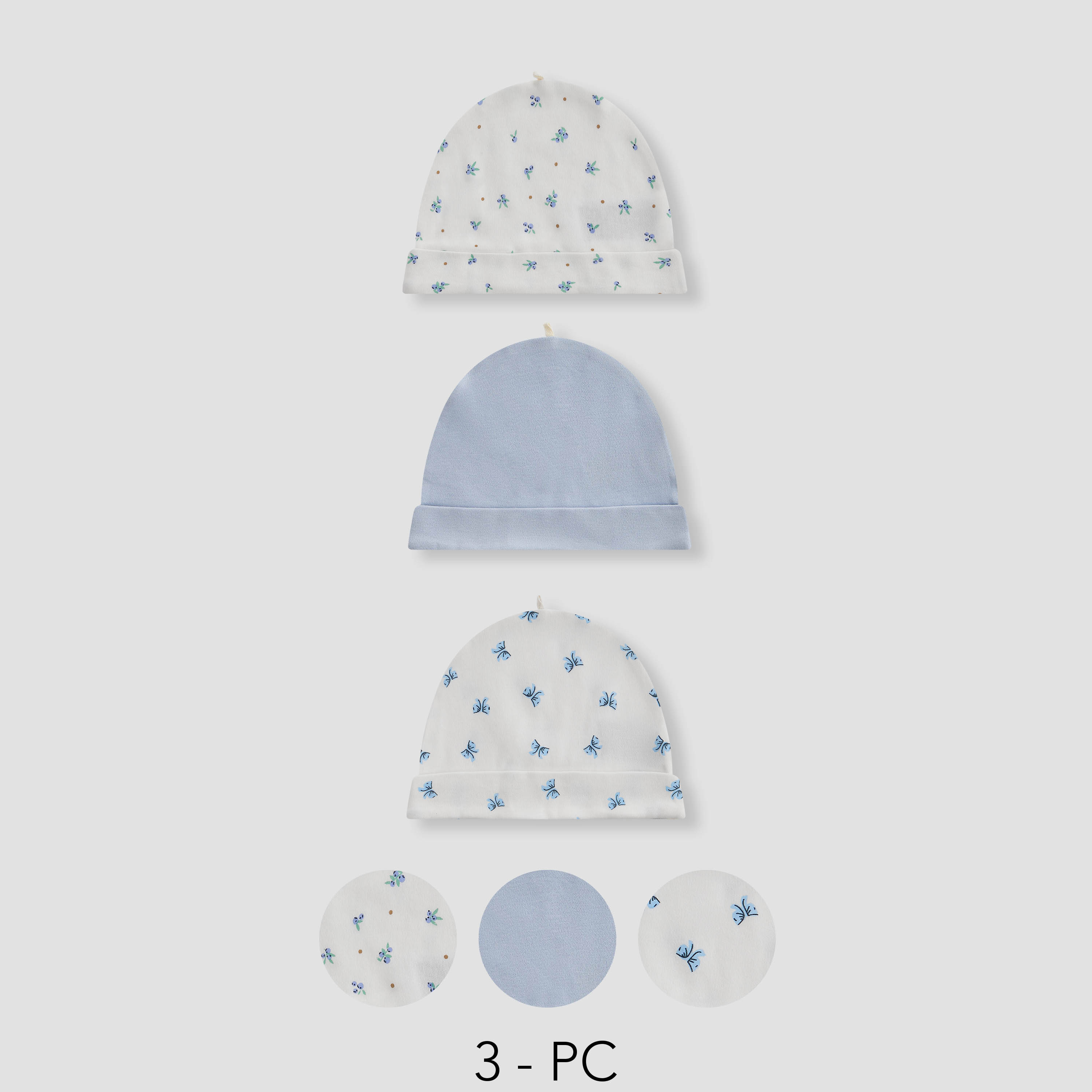 Juniors Printed Beanie Cap - Set of 3-baby-boys-accessories-caps-image-1