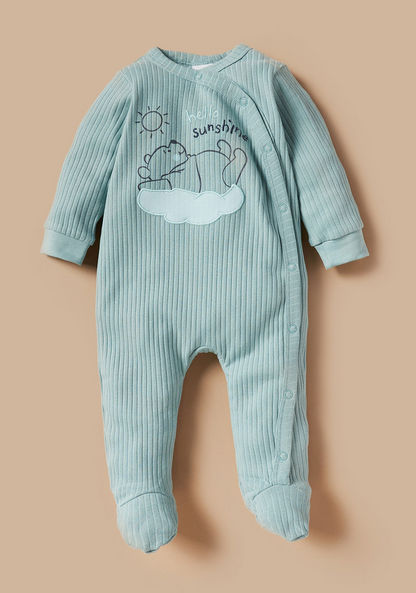 Disney Winnie The Pooh Print Closed Feet Sleepsuit with Button Closure-Sleepsuits-image-0