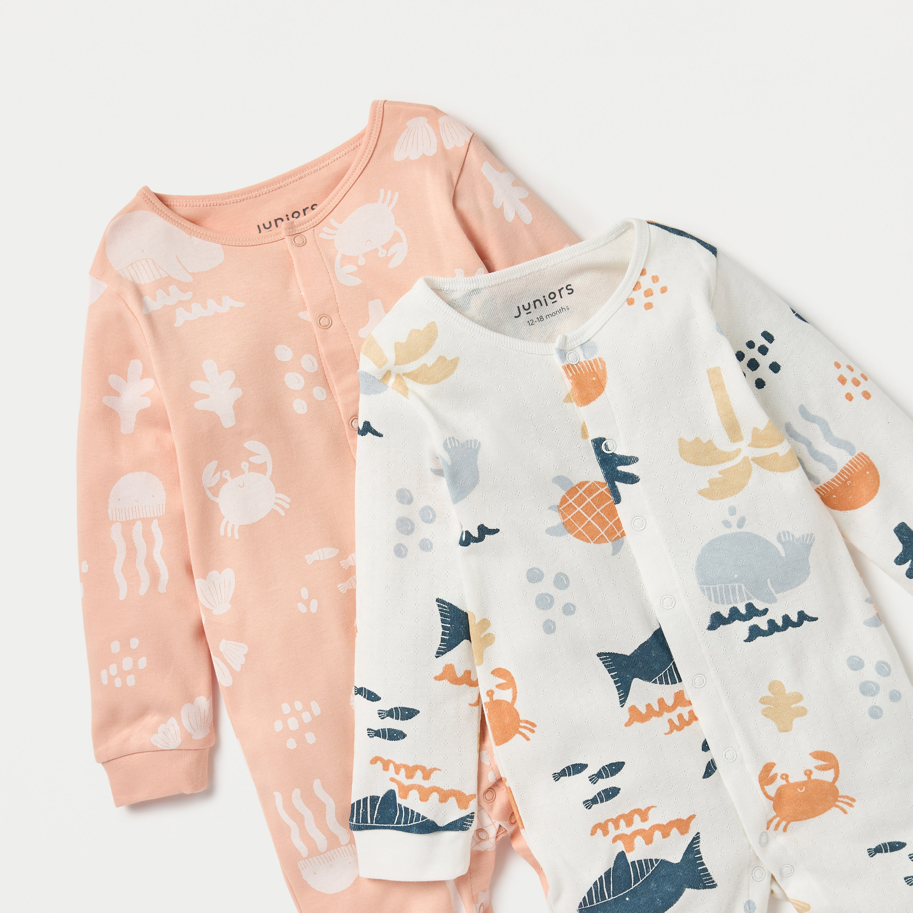Juniors Under Water Print Closed Feet Sleepsuit - Set of 2-baby-boys-clothing-nightwear-sleepsuits-image-4