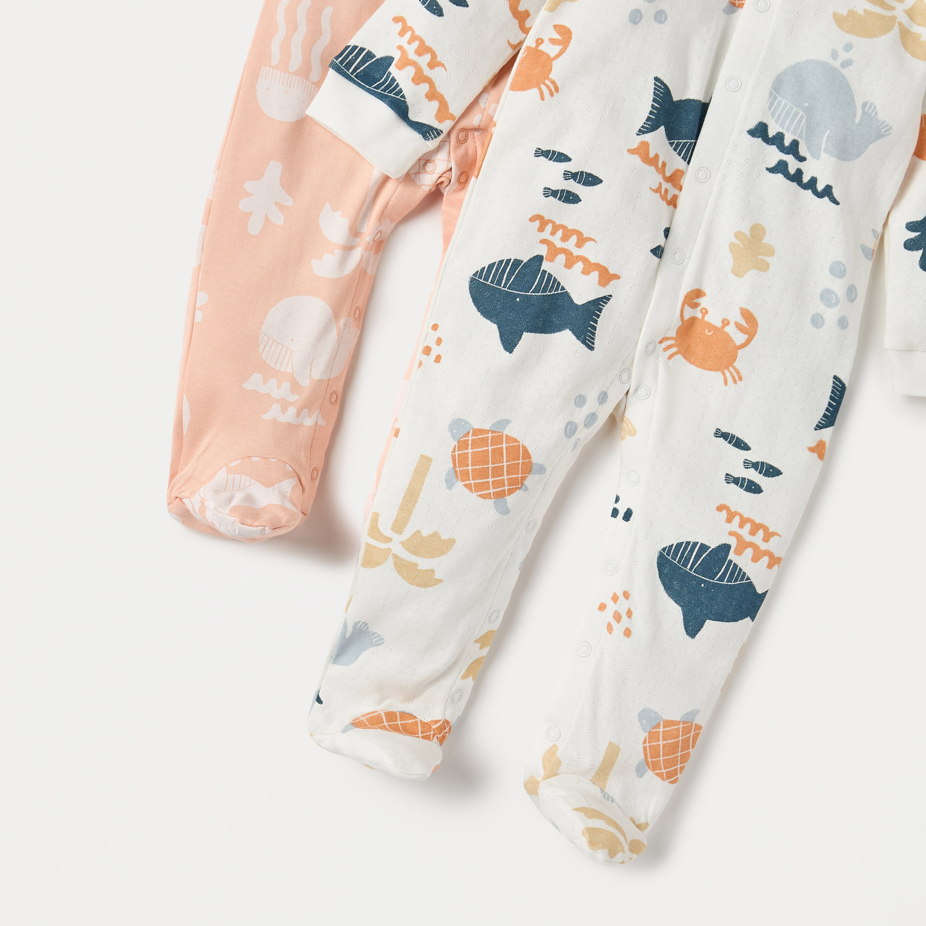 Juniors Under Water Print Closed Feet Sleepsuit - Set of 2-baby-boys-clothing-nightwear-sleepsuits-image-5
