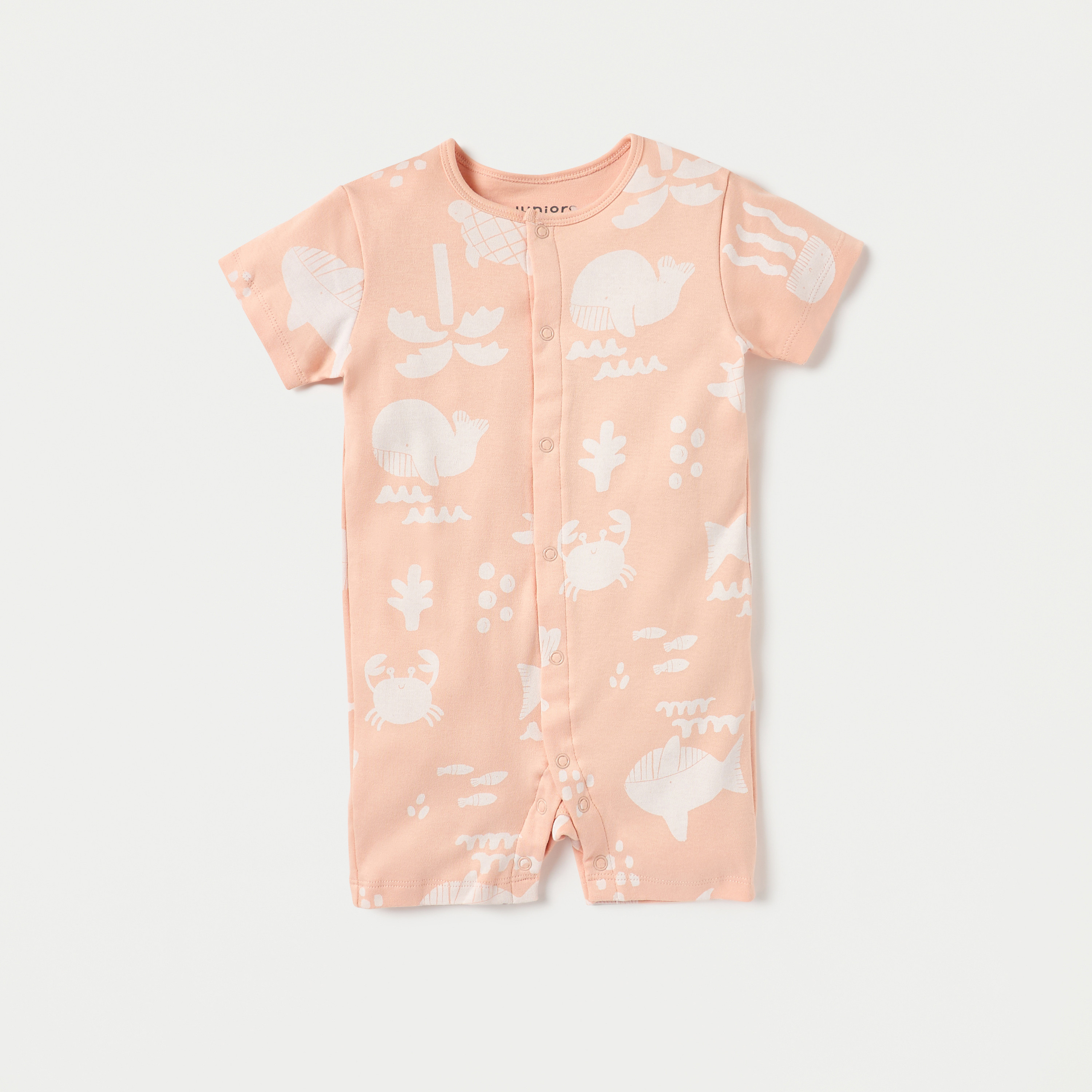 Juniors Printed Sleepsuit with Short Sleeves and Round Neck - Set of 2-baby-boys-clothing-nightwear-sleepsuits-image-2
