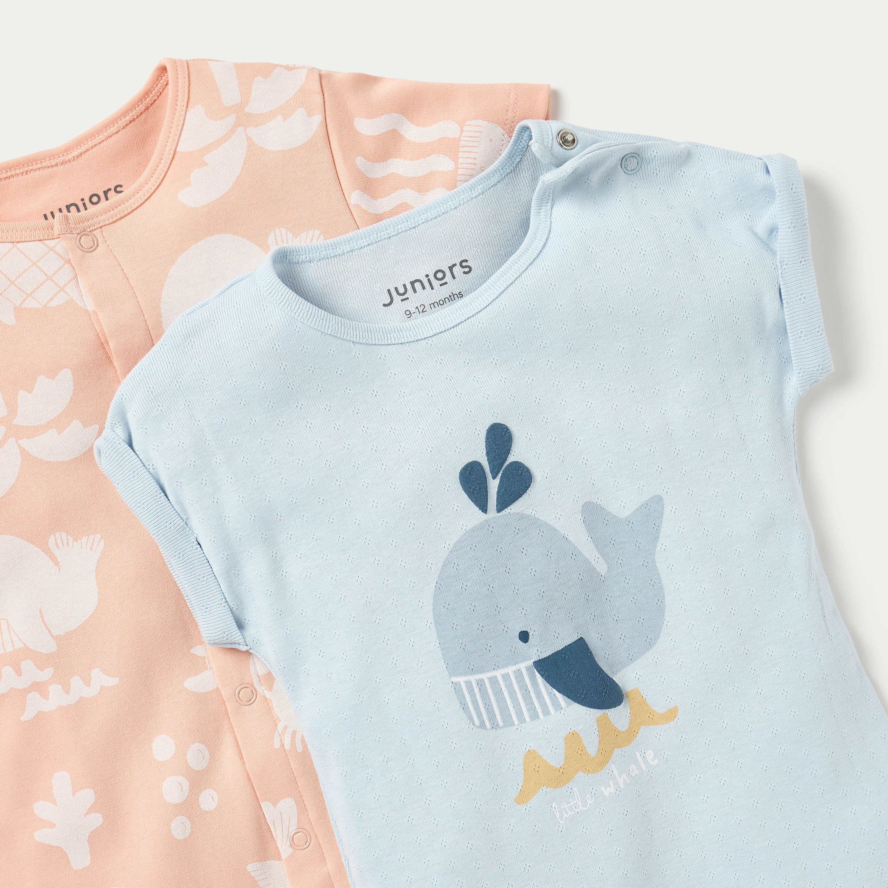 Juniors Printed Sleepsuit with Short Sleeves and Round Neck - Set of 2-baby-boys-clothing-nightwear-sleepsuits-image-4