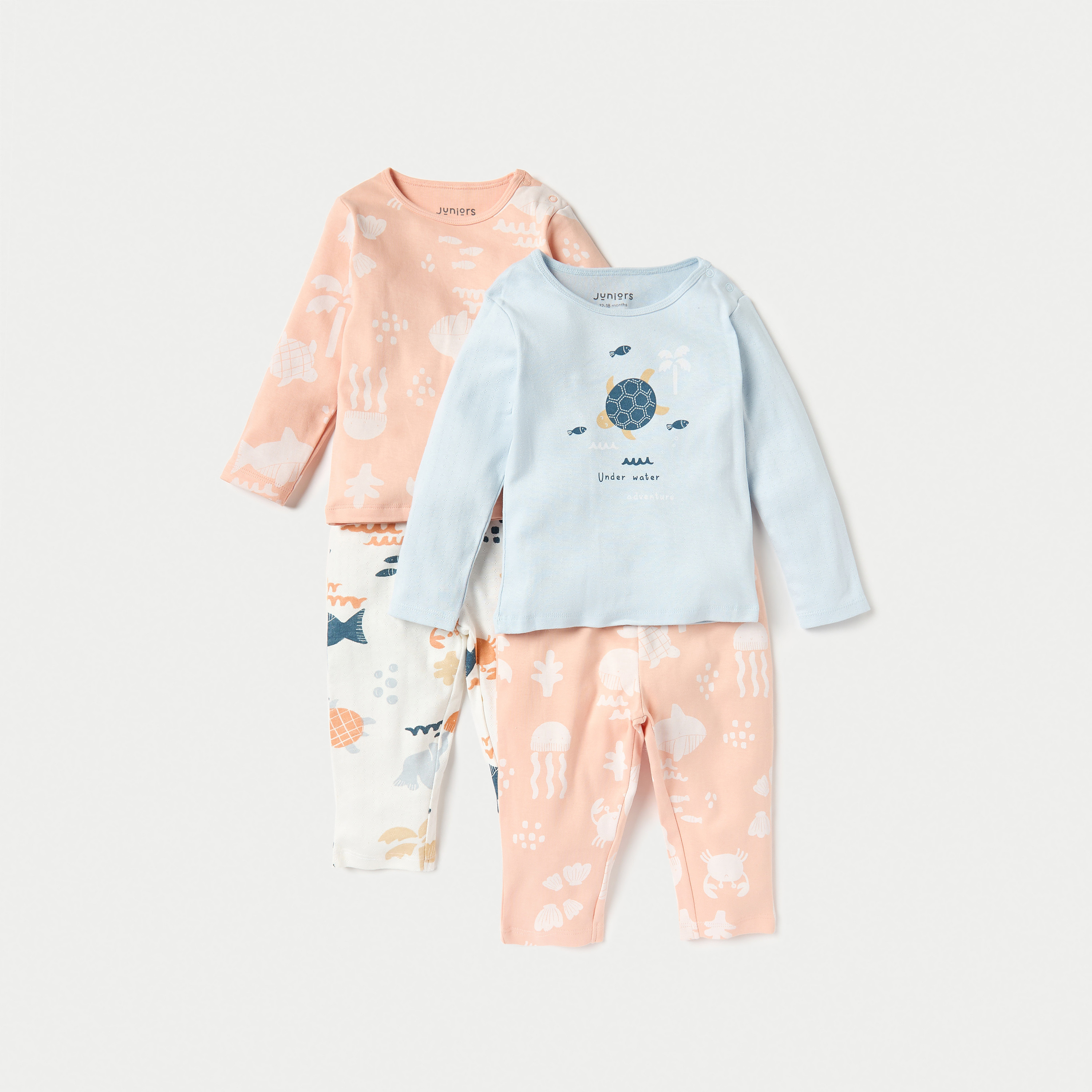طقم بيجاما بطبعات أندر ذا سي من جونيورز - طقم من قطعتين-baby-boys-clothing-nightwear-pyjamasets-image-1