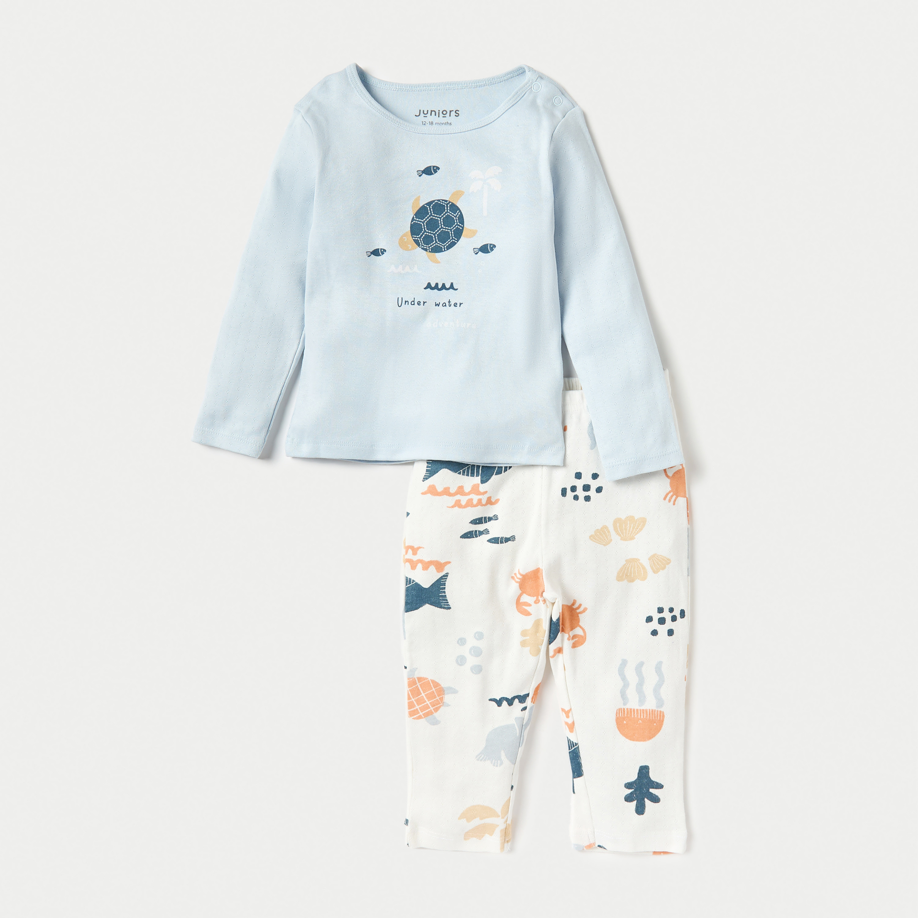 طقم بيجاما بطبعات أندر ذا سي من جونيورز - طقم من قطعتين-baby-boys-clothing-nightwear-pyjamasets-image-2