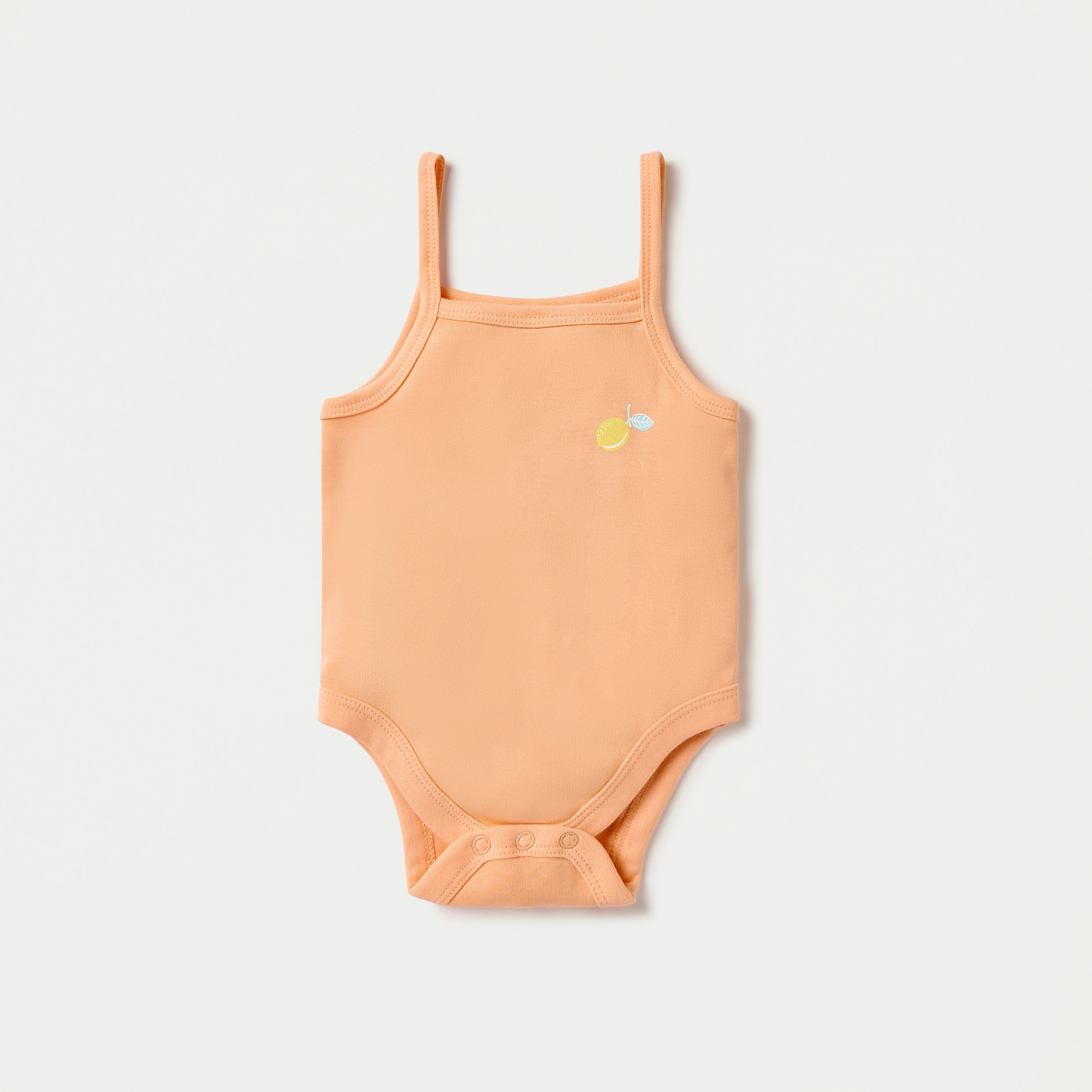 Juniors Fruit Print Strappy Bodysuit with Snap Button Closure - Set of 3-baby-girls-clothing-bodysuits-image-2
