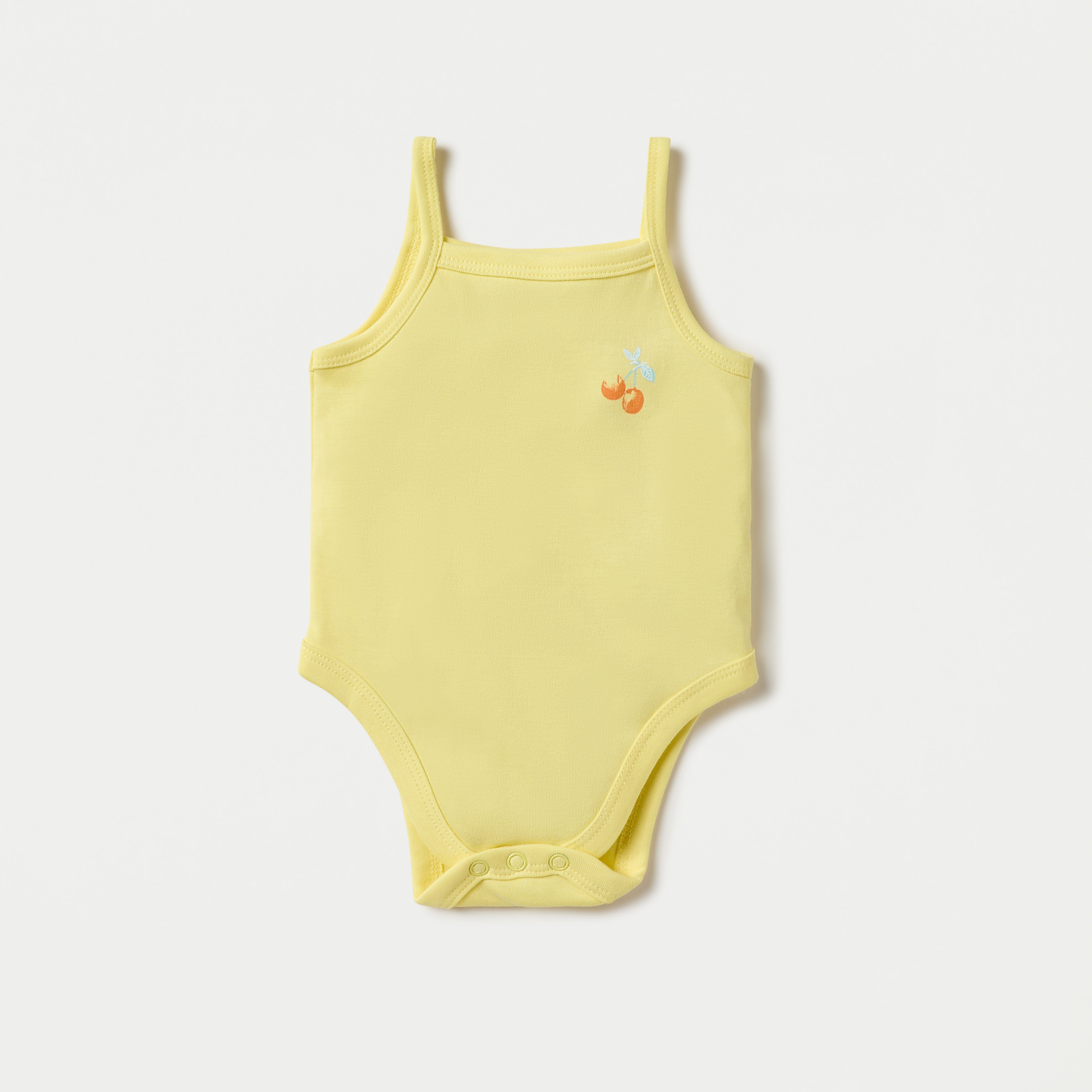 Juniors Fruit Print Strappy Bodysuit with Snap Button Closure - Set of 3-baby-girls-clothing-bodysuits-image-3