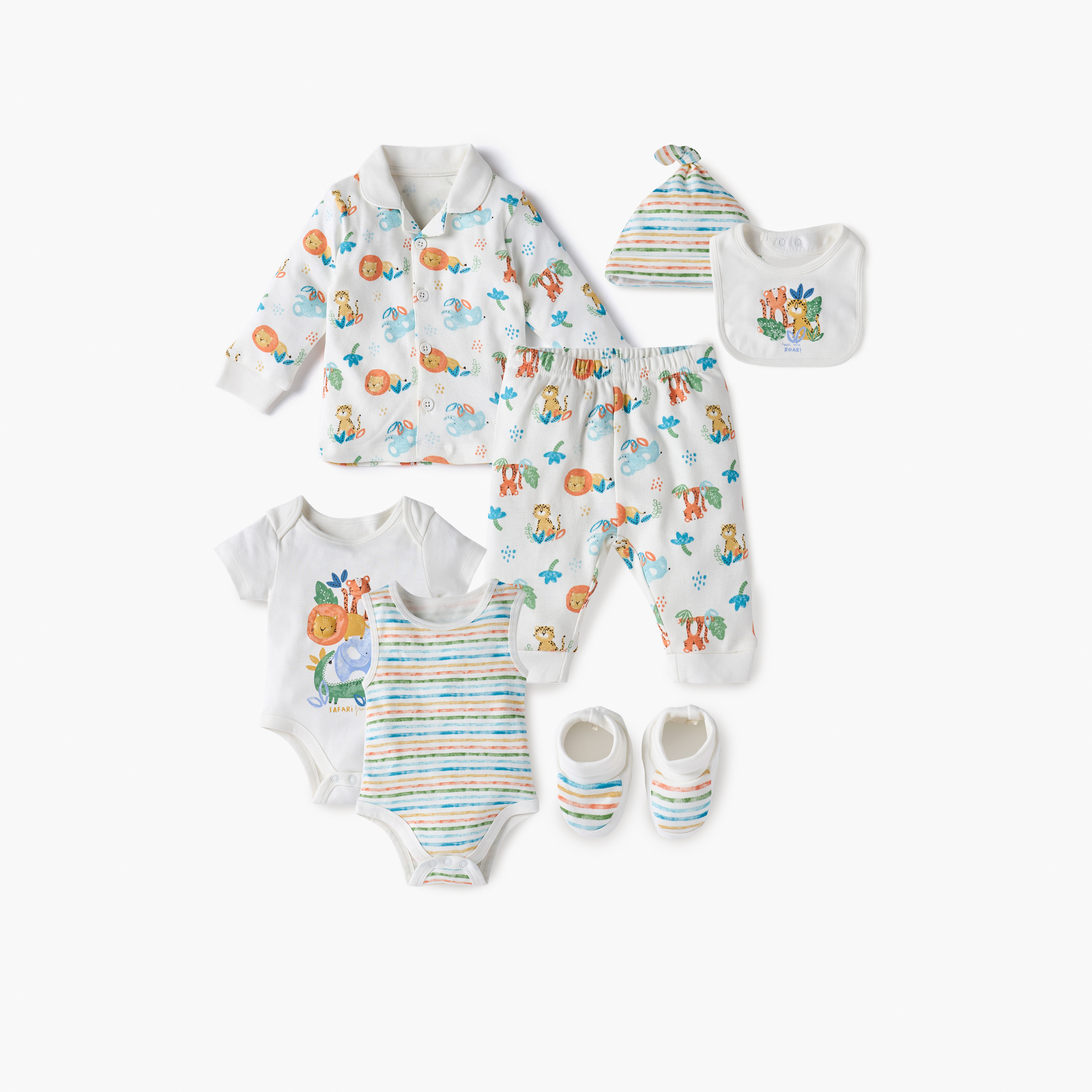 طقم هدايا ملابس بطبعات من جونيورز - 8 قطع-baby-girls-clothing-setsandcoords-image-1