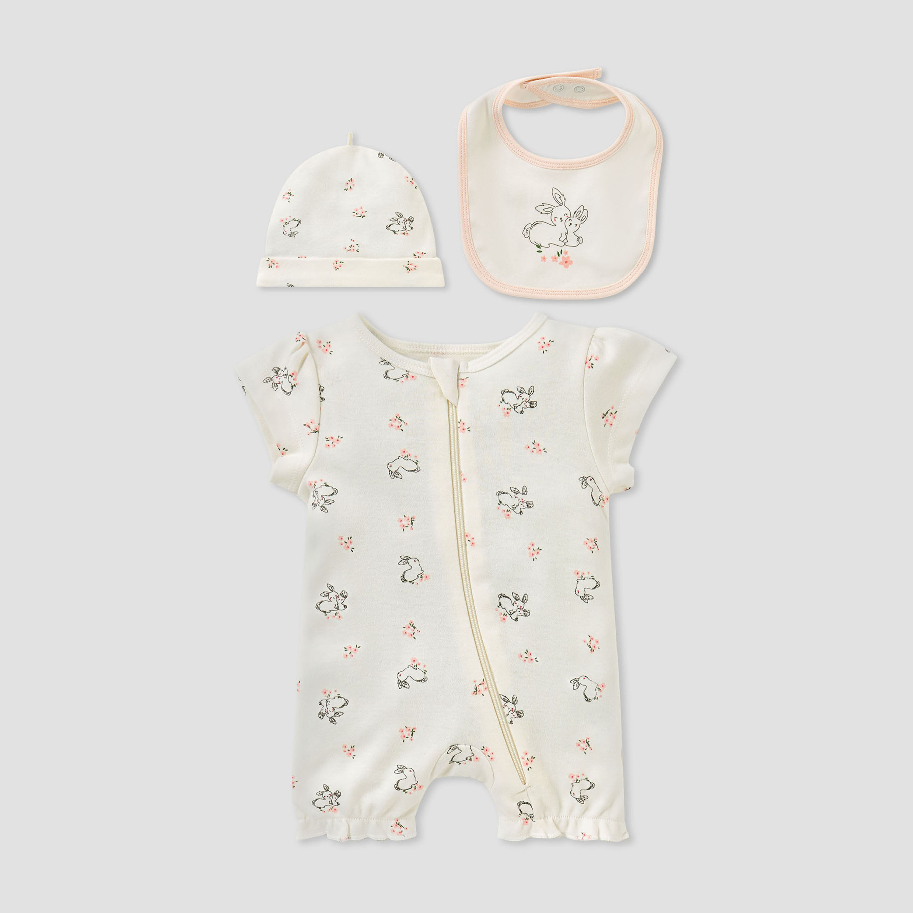 Juniors Bunny Print 3-Piece Gift Set-baby-girls-clothing-setsandcoords-image-1