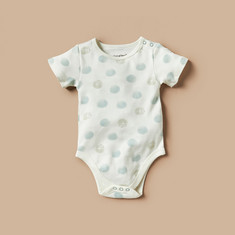Giggles Printed Short Sleeves Bodysuit with Button Closure