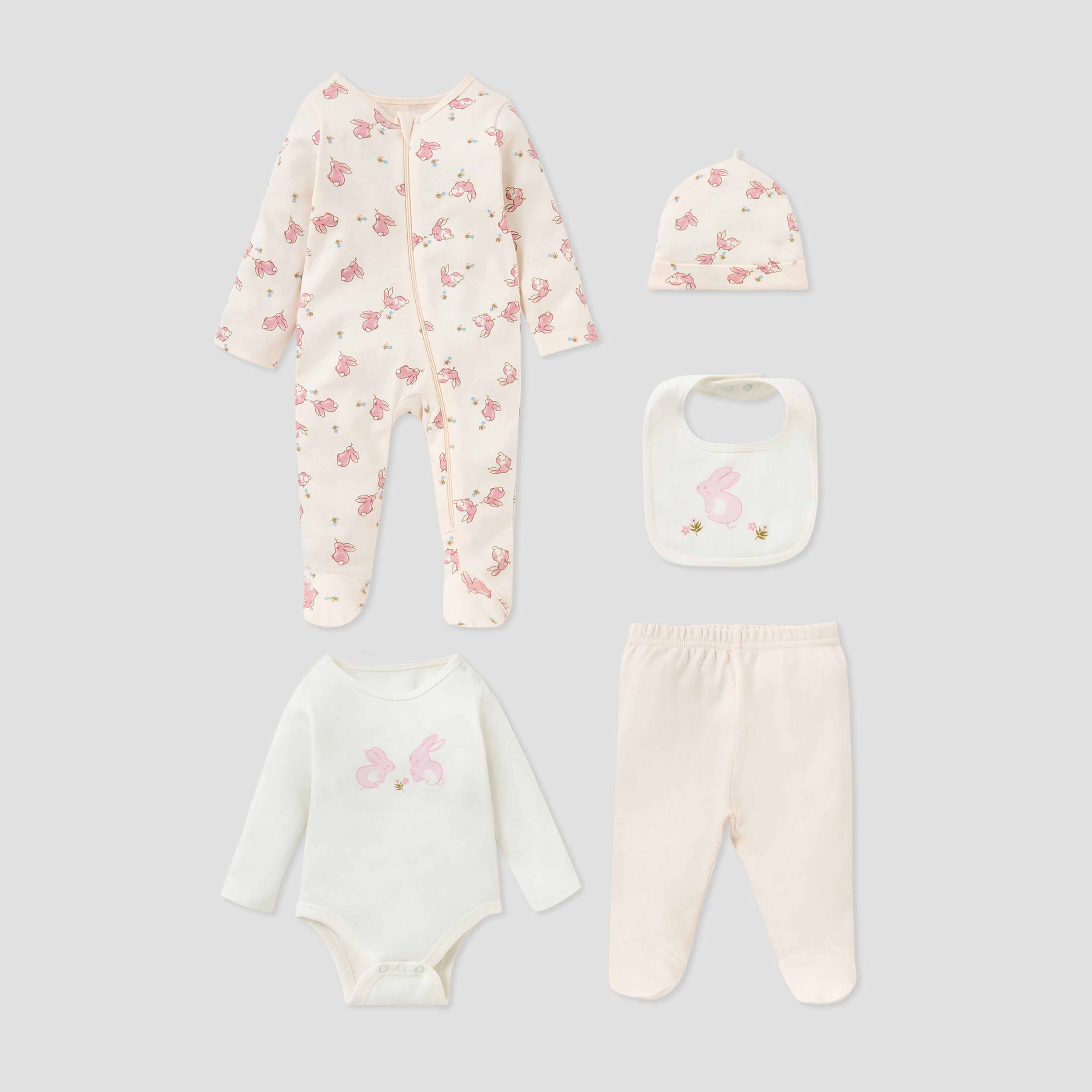 Juniors 5-Piece Bunny Print Clothing Set-baby-girls-clothing-setsandcoords-image-1