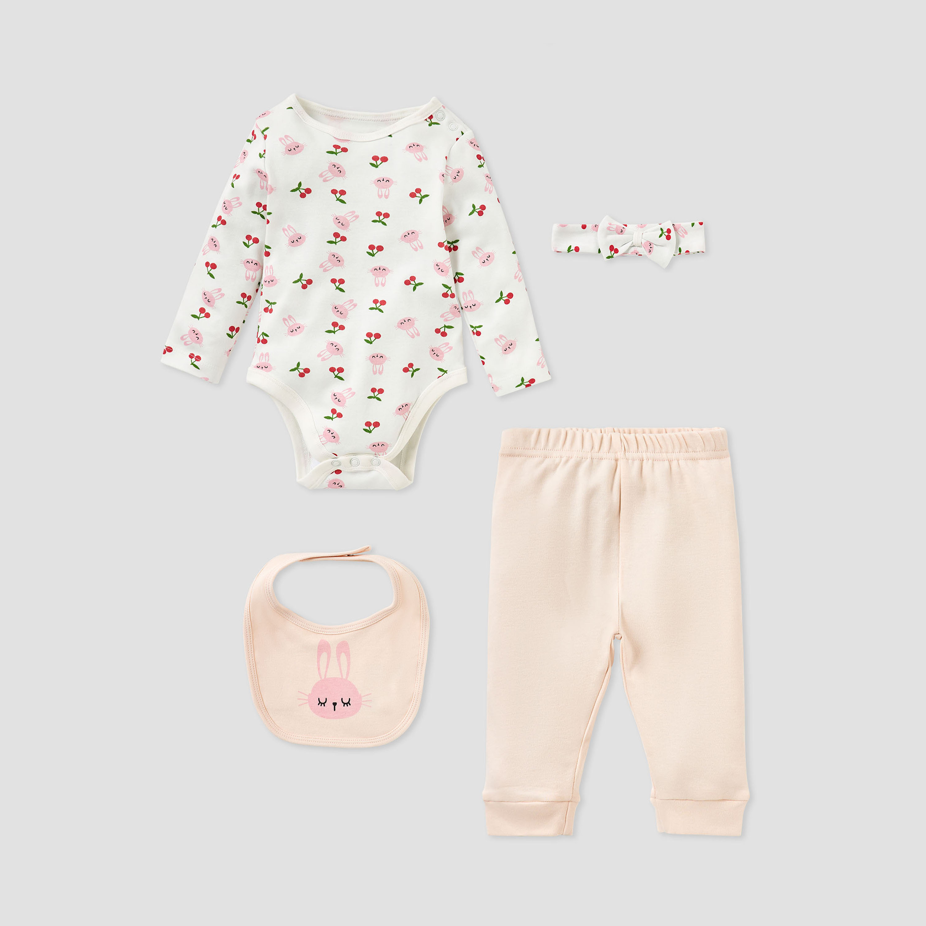 Juniors 4-Piece Bunny Print Clothing Set-baby-girls-clothing-setsandcoords-image-1