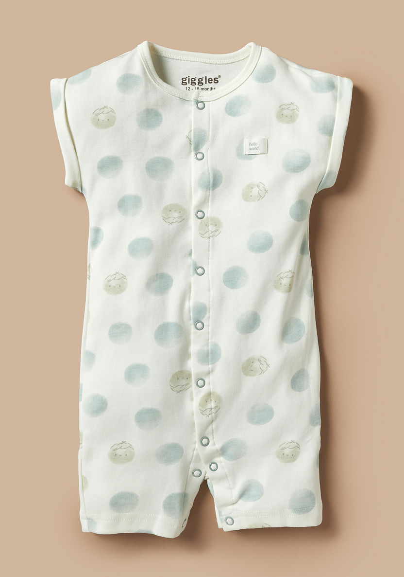 Giggles Printed Short Sleeves Romper with Button Closure-Rompers%2C Dungarees and Jumpsuits-image-0