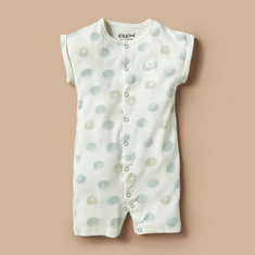 Giggles Printed Short Sleeves Romper with Button Closure