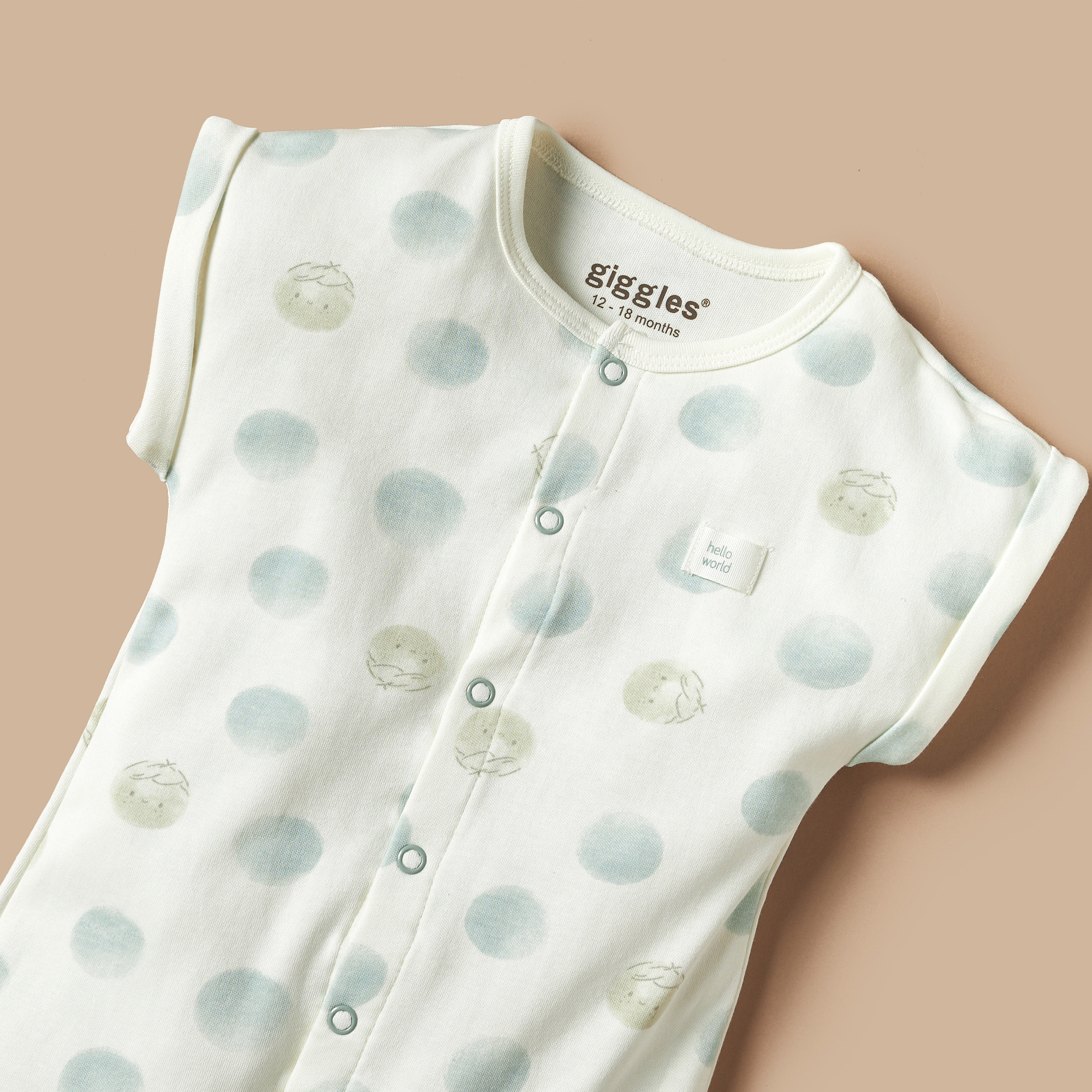 Giggles Printed Short Sleeves Romper with Button Closure-baby-boys-clothing-rompers-image-2