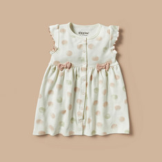 Giggles Printed A-line Dress with Bow Accents
