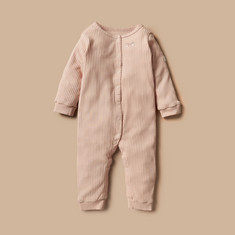 Giggled All-Over Ribbed Sleepsuit with Lace Detail and Long Sleeves