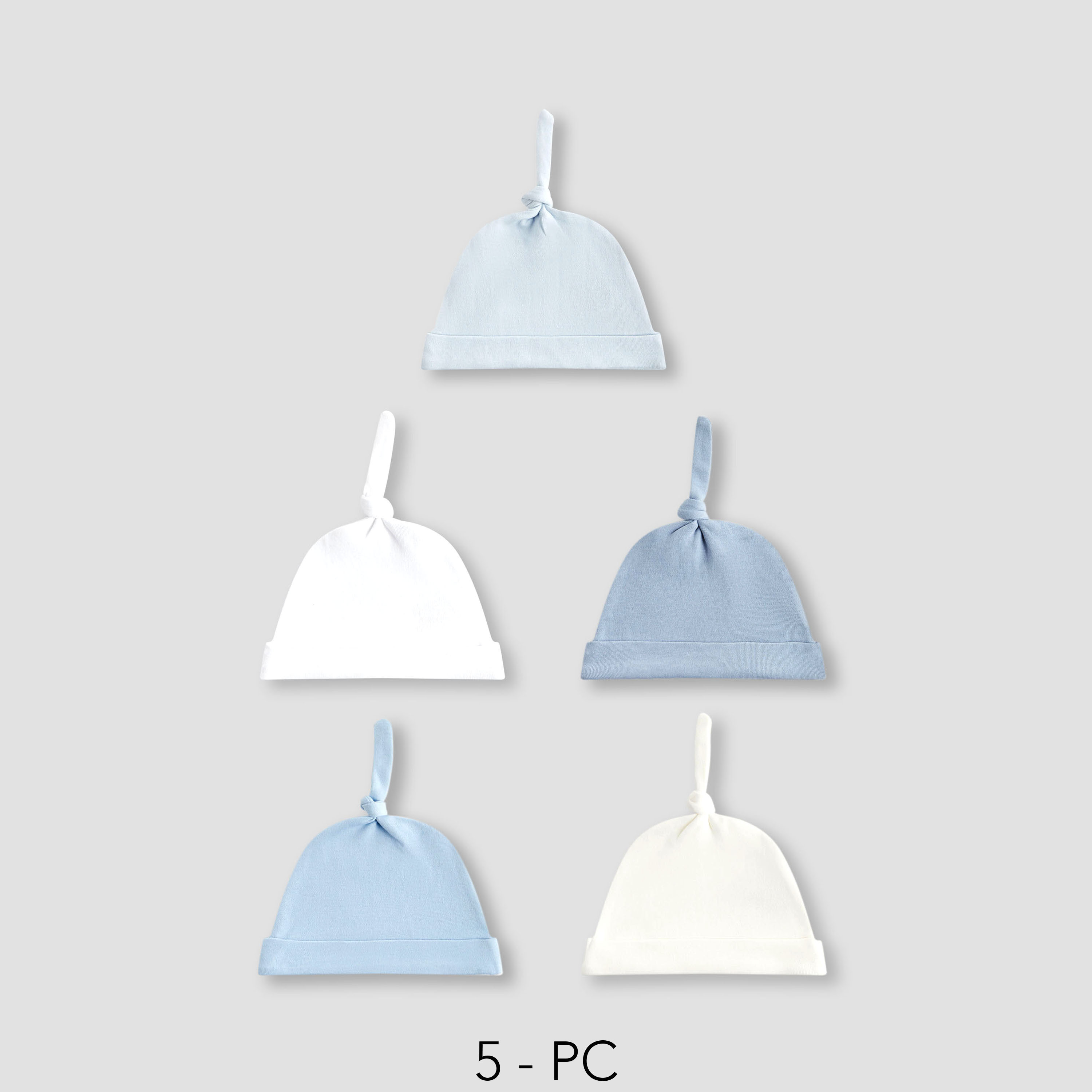 Juniors Baby Cap with Knot Detail - Cotton - Set of 5-baby-boys-accessories-caps-image-1
