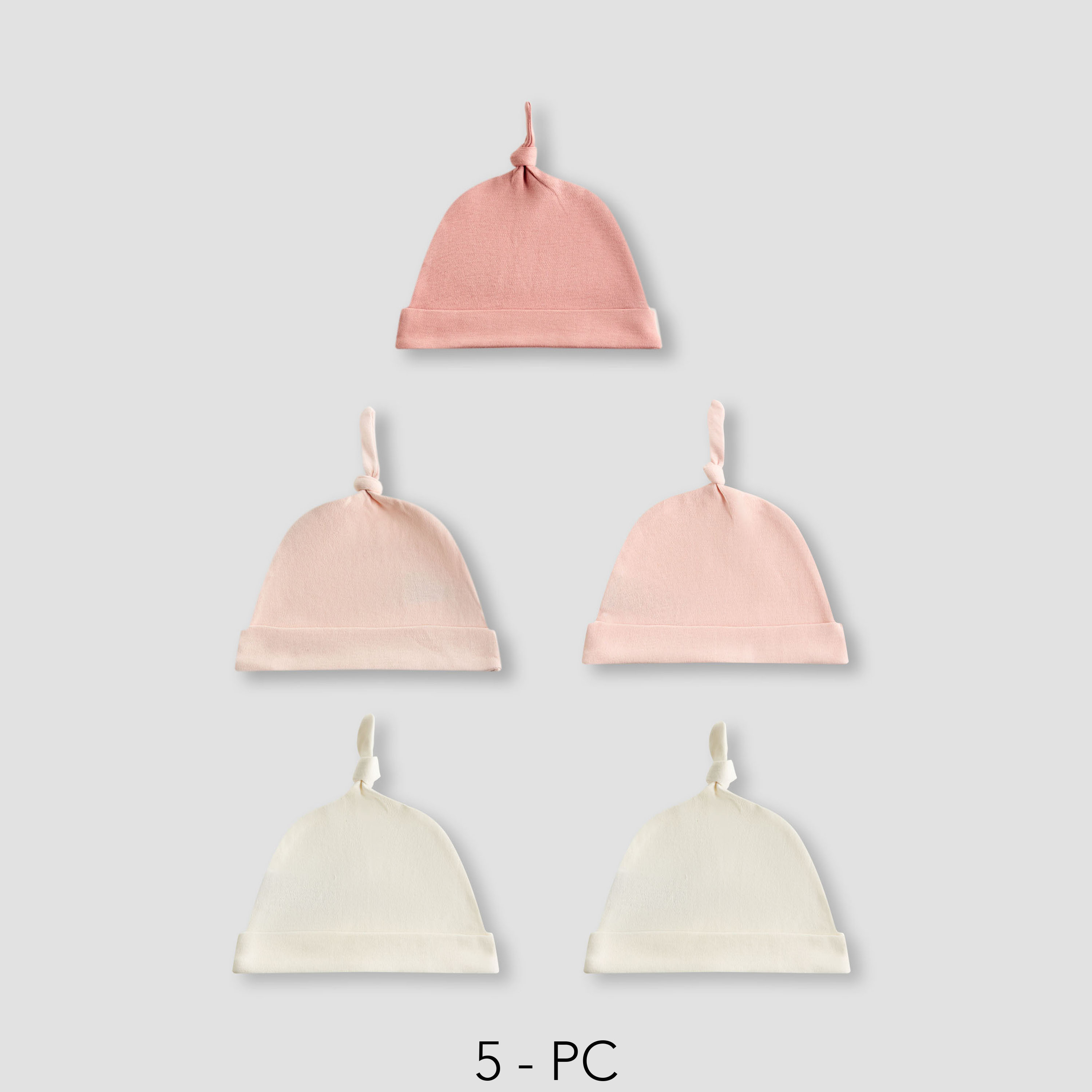 قبعات قطن بتفاصيل عقدة للبنات من جونيورز - طقم من 5 قطع-baby-girls-accessories-caps-image-1