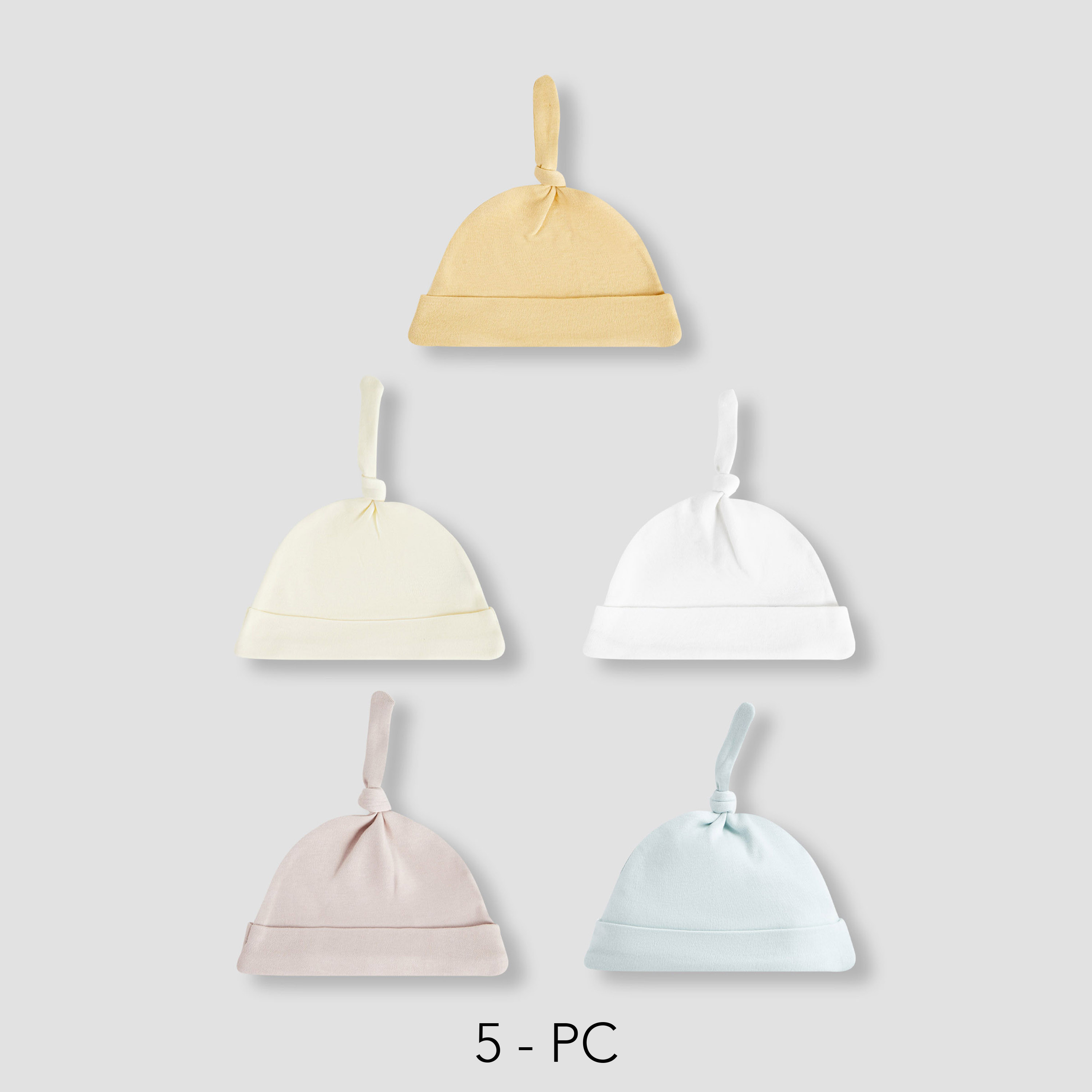 Juniors Baby Cap with Knot Detail - Set of 5-baby-boys-accessories-caps-image-1