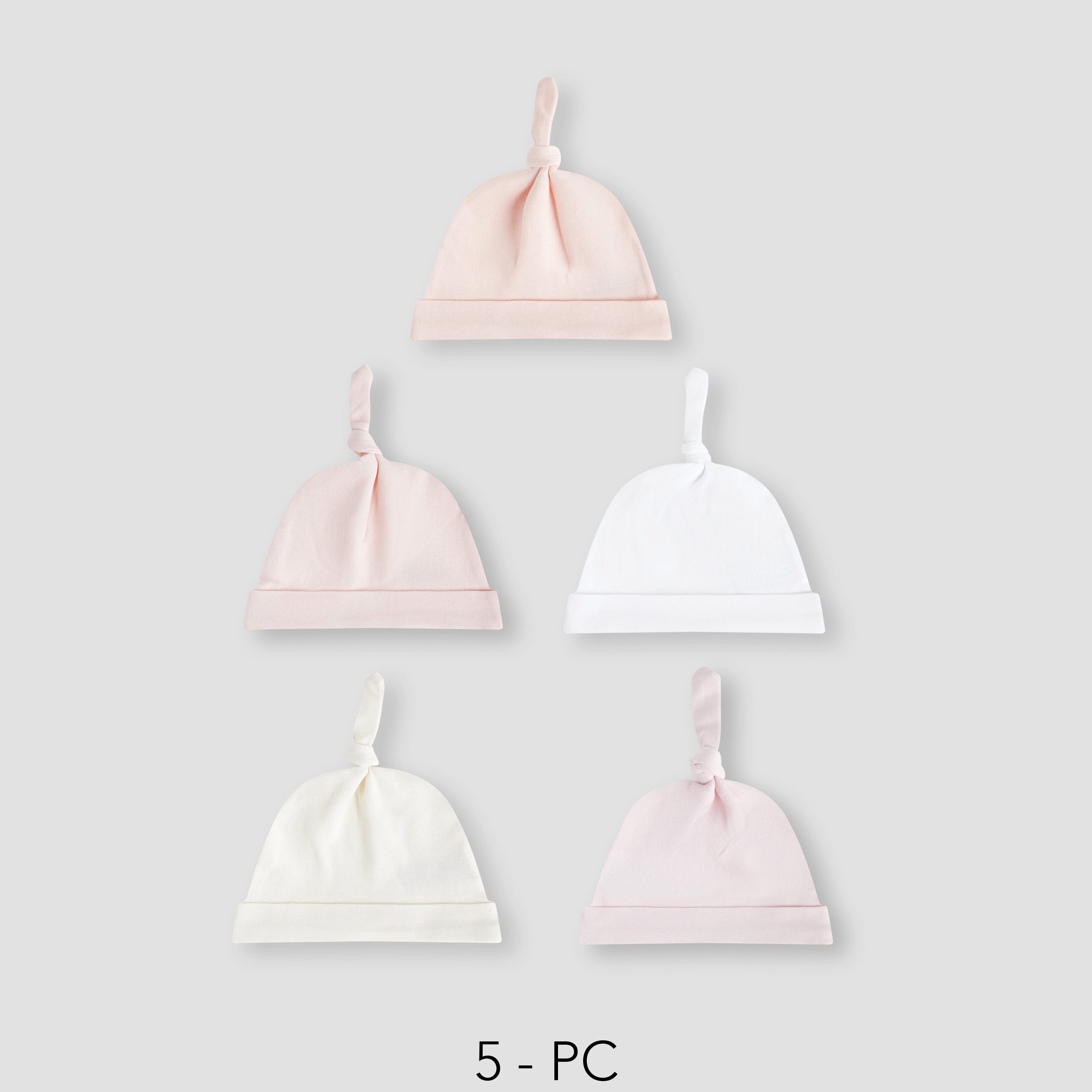 Juniors Girls Cap with Knot Detail - Cotton - Set of 5-baby-girls-accessories-caps-image-1