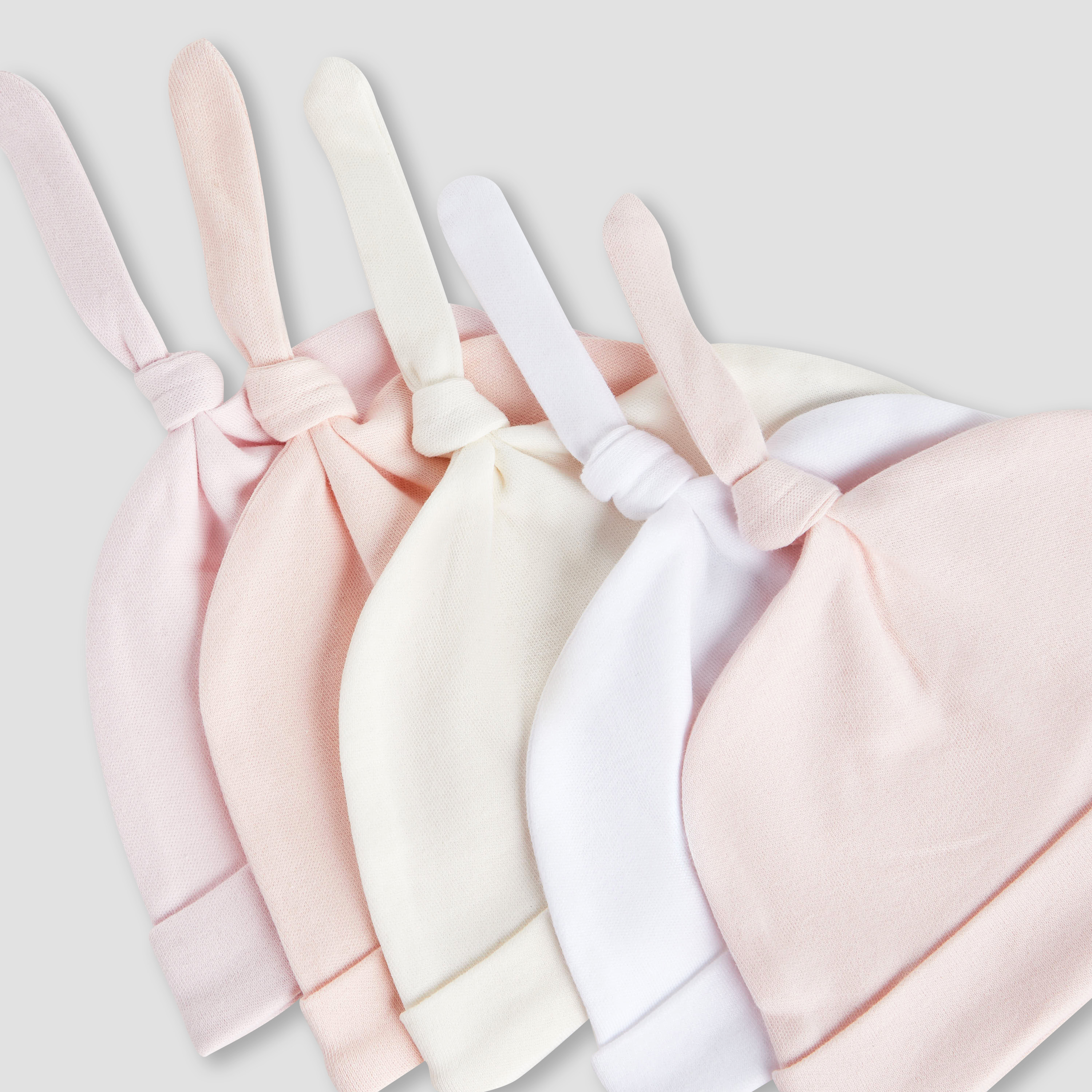 Juniors Girls Cap with Knot Detail - Cotton - Set of 5-baby-girls-accessories-caps-image-9