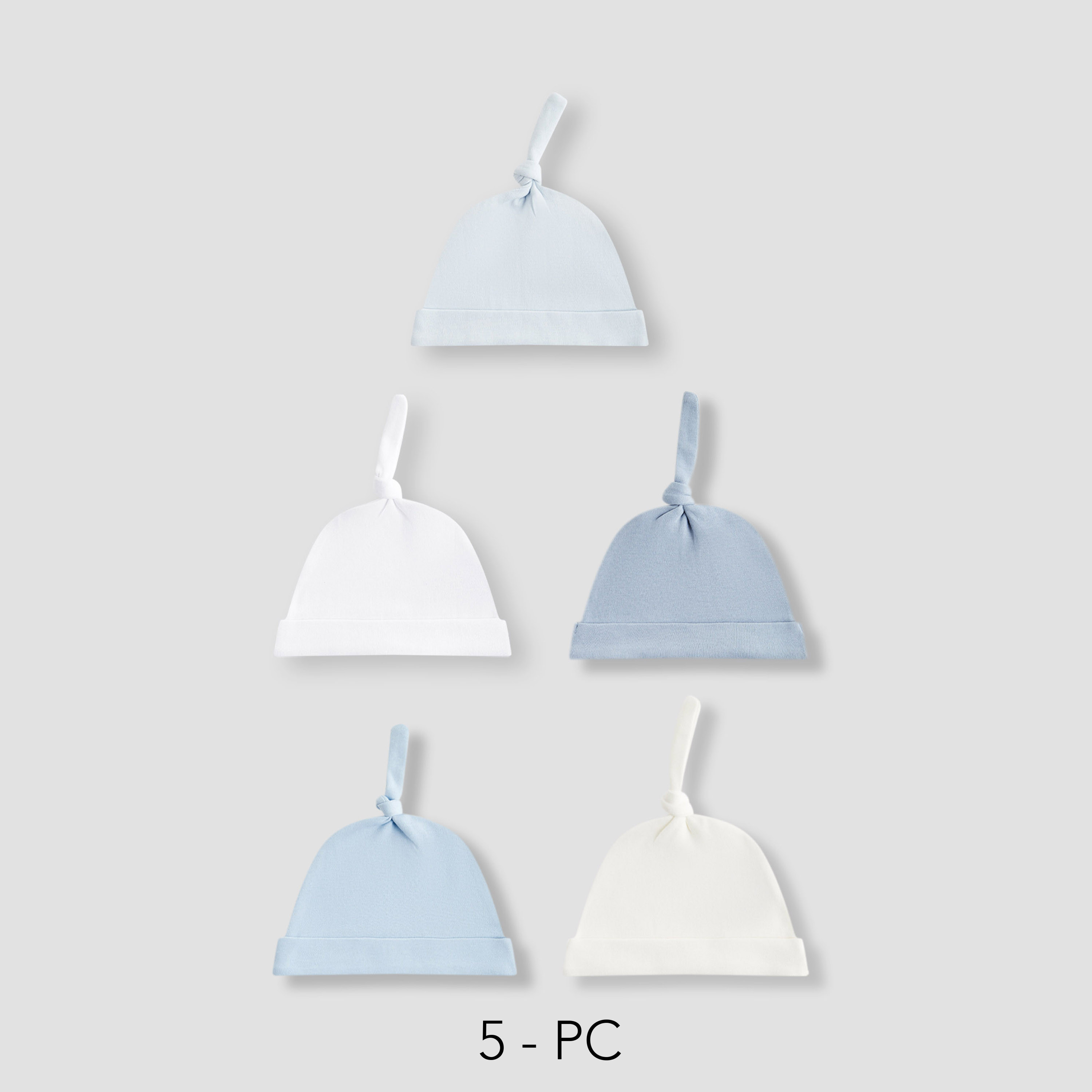 Juniors Baby Cap with Knot Detail - Cotton - Set of 5-baby-boys-accessories-caps-image-1