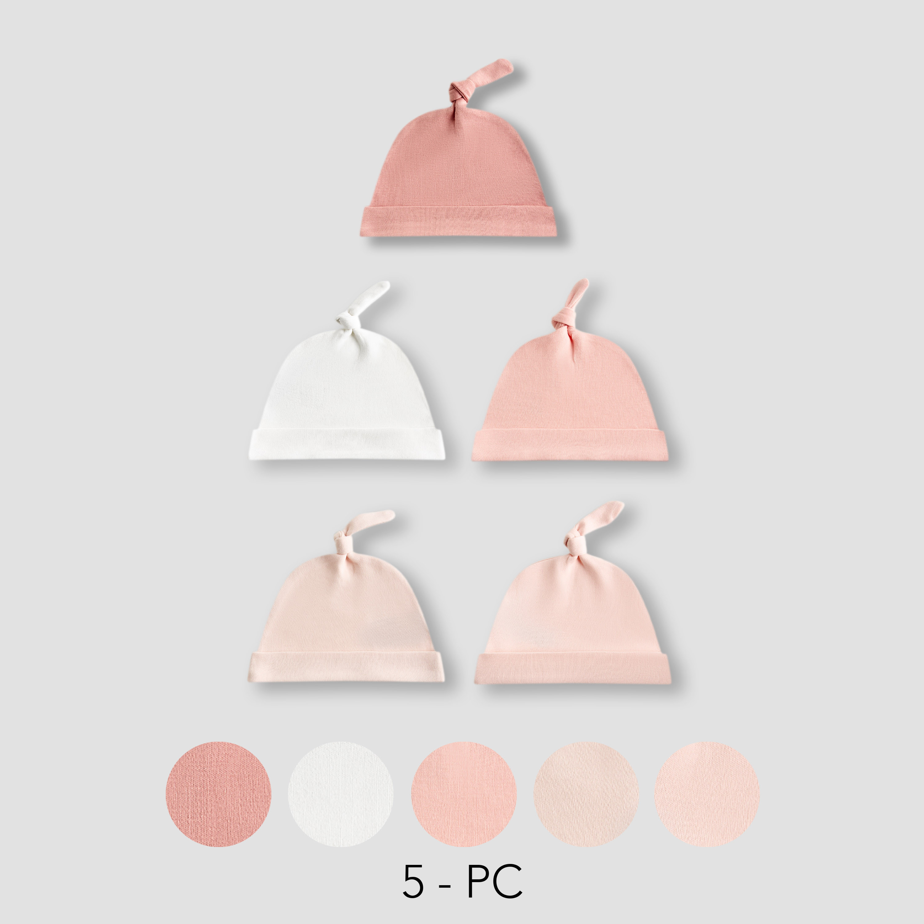 Juniors Girls Cap with Knot Accent - Cotton - Set of 5-baby-girls-accessories-caps-image-1