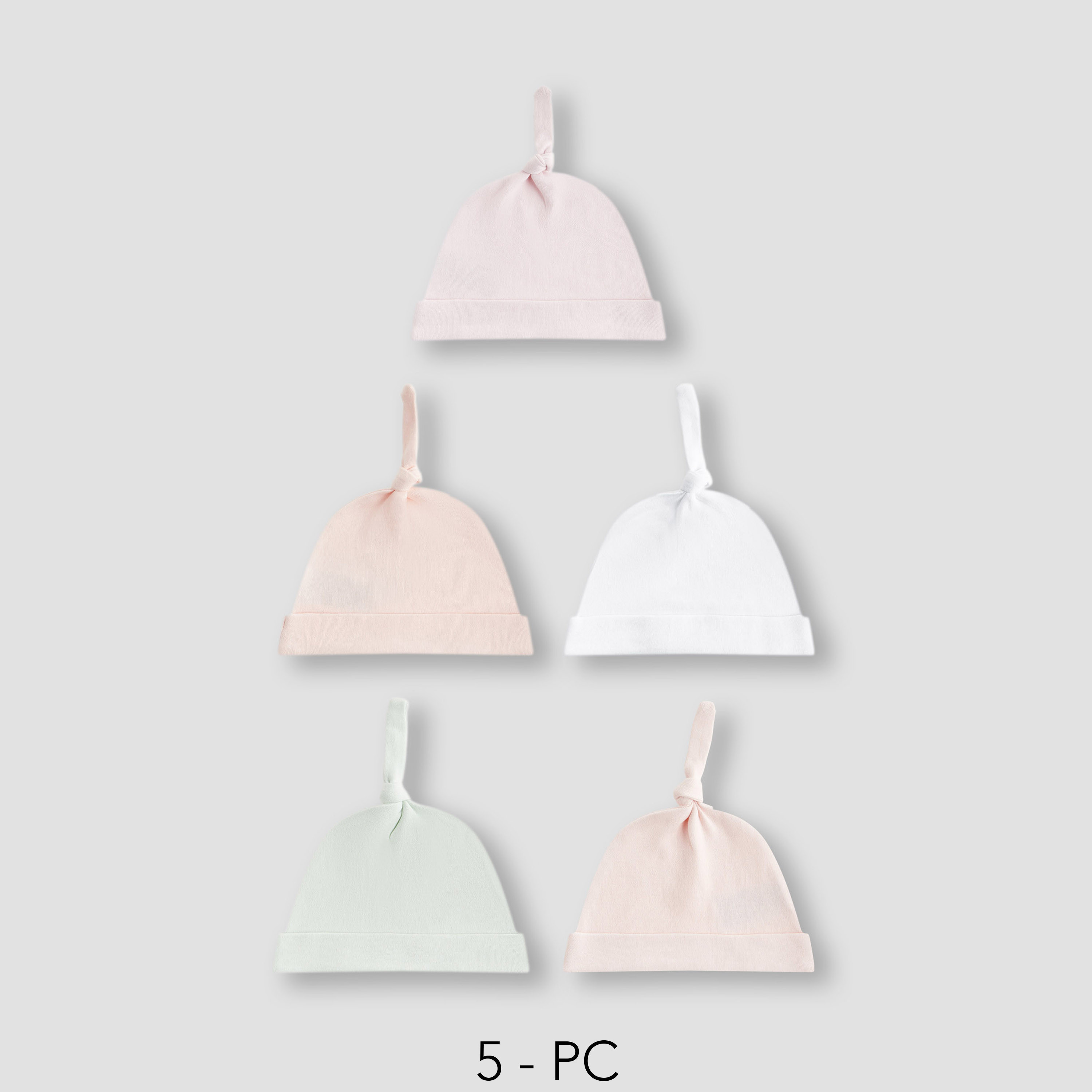 Juniors Girls Cap with Knot Detail - Cotton - Set of 5-baby-girls-accessories-caps-image-1