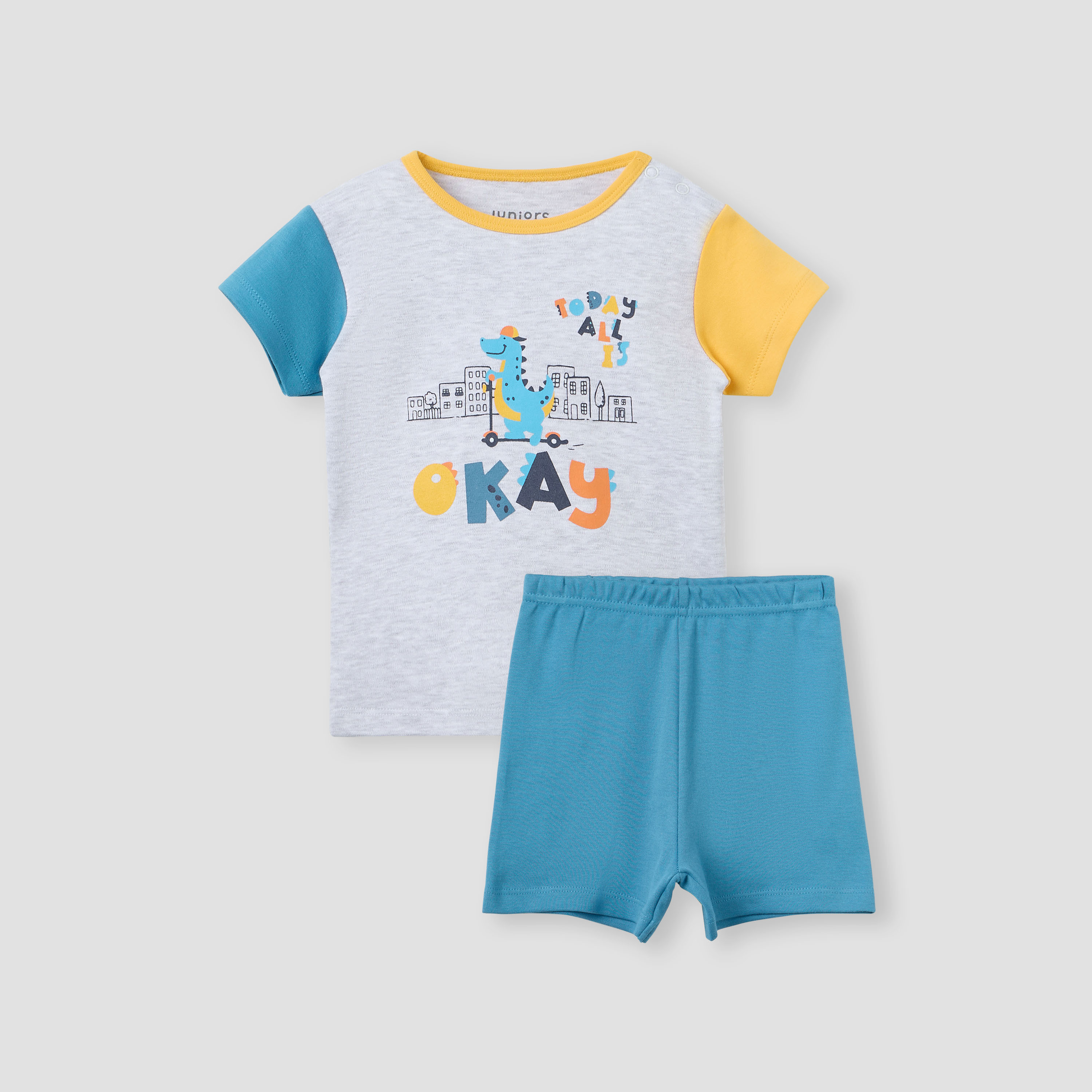 Juniors Dinosaur Print T-shirt and Shorts Set-baby-boys-clothing-setsandcoords-image-1