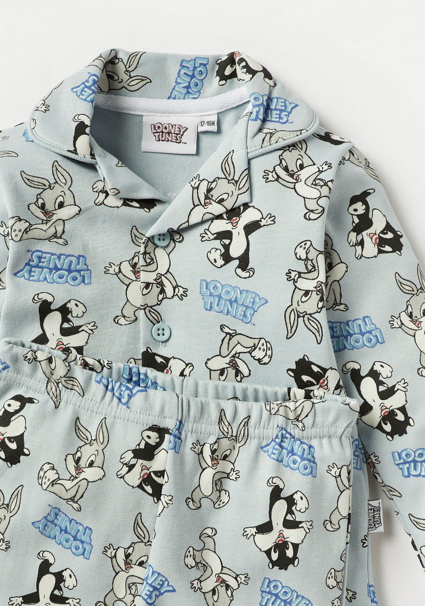 All-Over Looney Tunes Print Shirt and Pyjama Set-Pyjama Sets-image-2